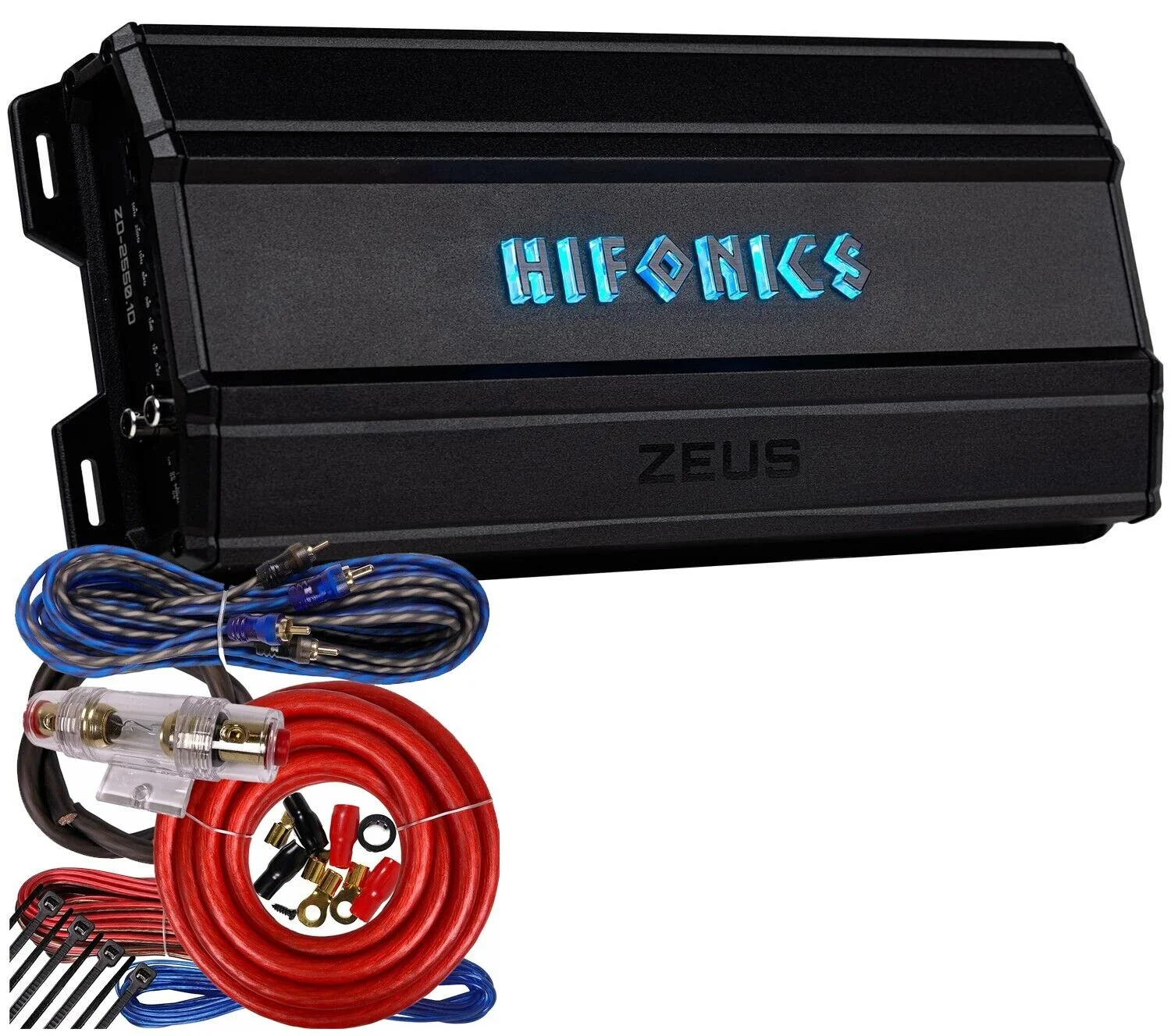 Hifonics ZD-2550.1D ZEUS DELTA 2550 Watt MAX Mono Car Amplifier + 4 Gauge Kit Bundle