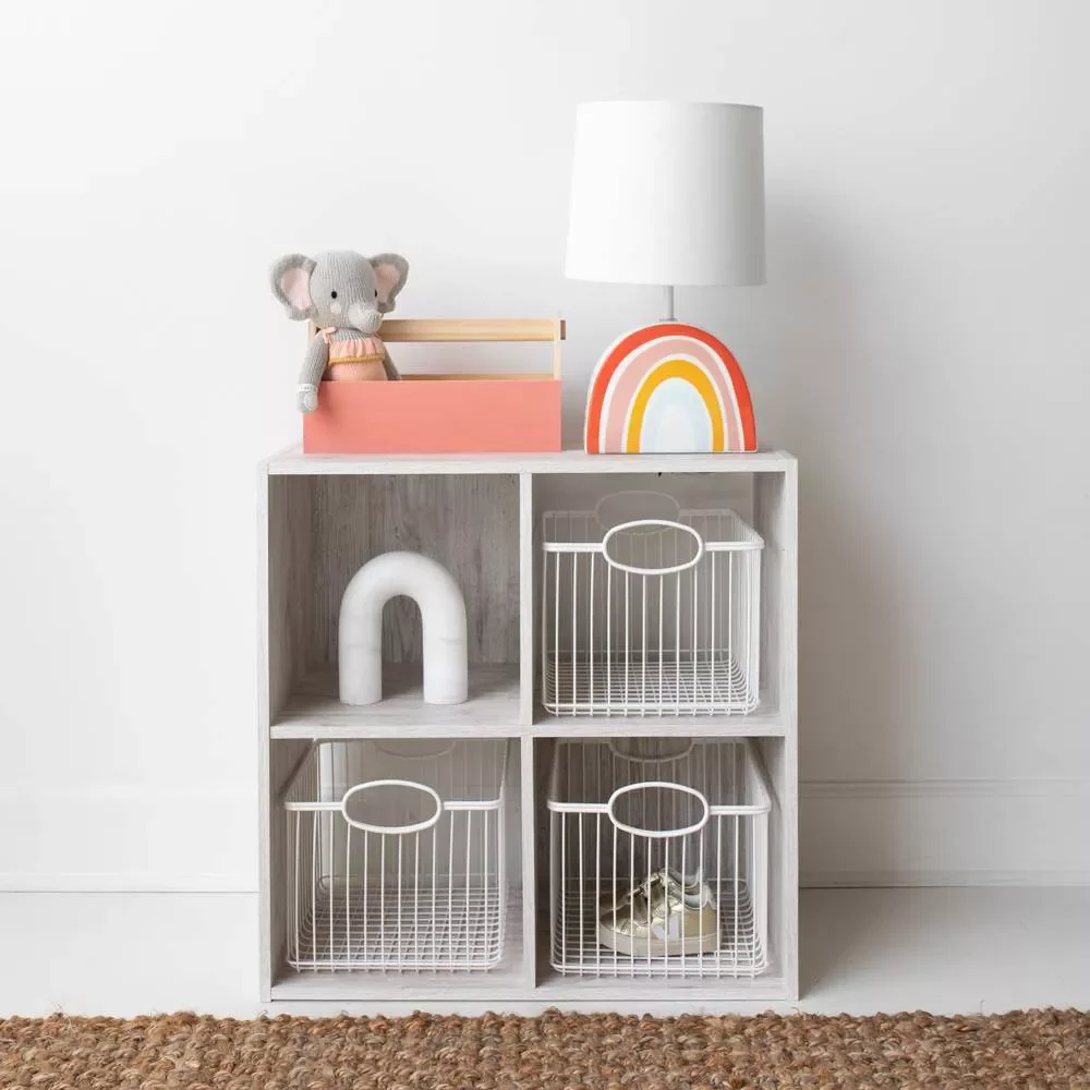 WCS 4 Cube Storage Set Organizer Shelf Bookshelf with Open Back, Vertical or Horizontal, Easy Assembly, Wood