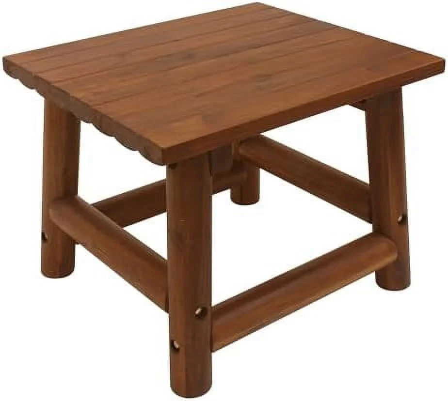 MQLIFEBOOM Amber Log   Hardwood Acacia Small Rectangular Accent Side End Table for Outdoor  Patio  and Garden  Brown
