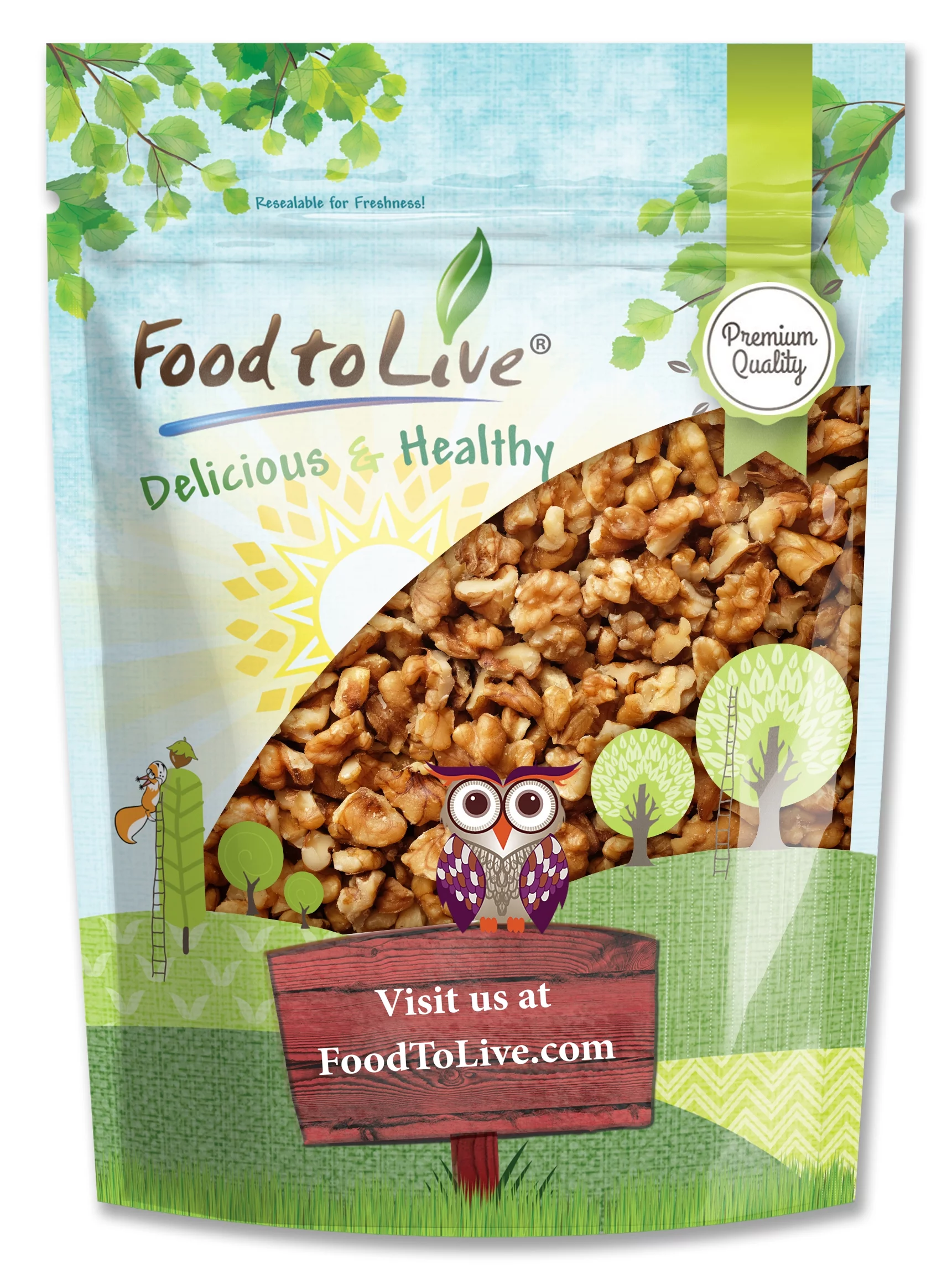 California Walnut Pieces, 1 Pound — Kosher, Raw, Vegan — by Food to Live