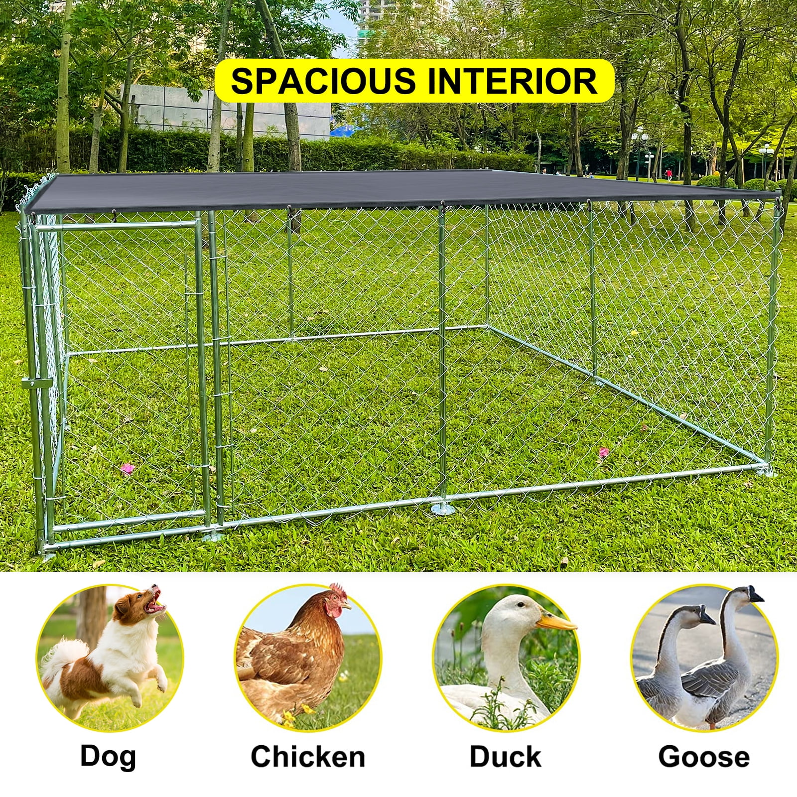 10x10ft Dog Run for Outdoor Pet Playpen Large Outdoor Dog Kennel Shade Cage Enclosure with Cover