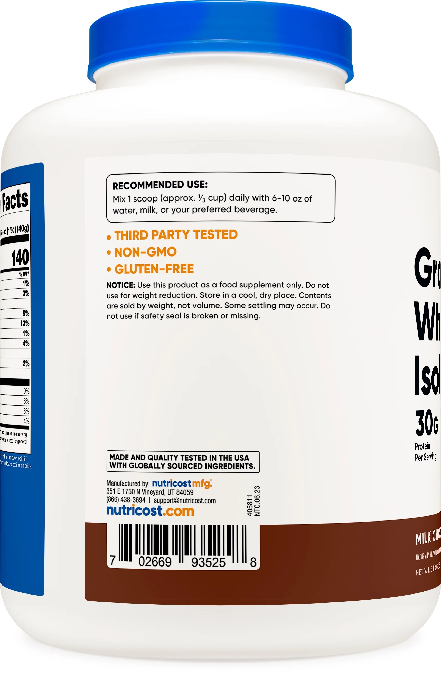 Nutricost Grass-Fed Whey Protein Isolate Powder (Chocolate) 5LBS - Non-GMO