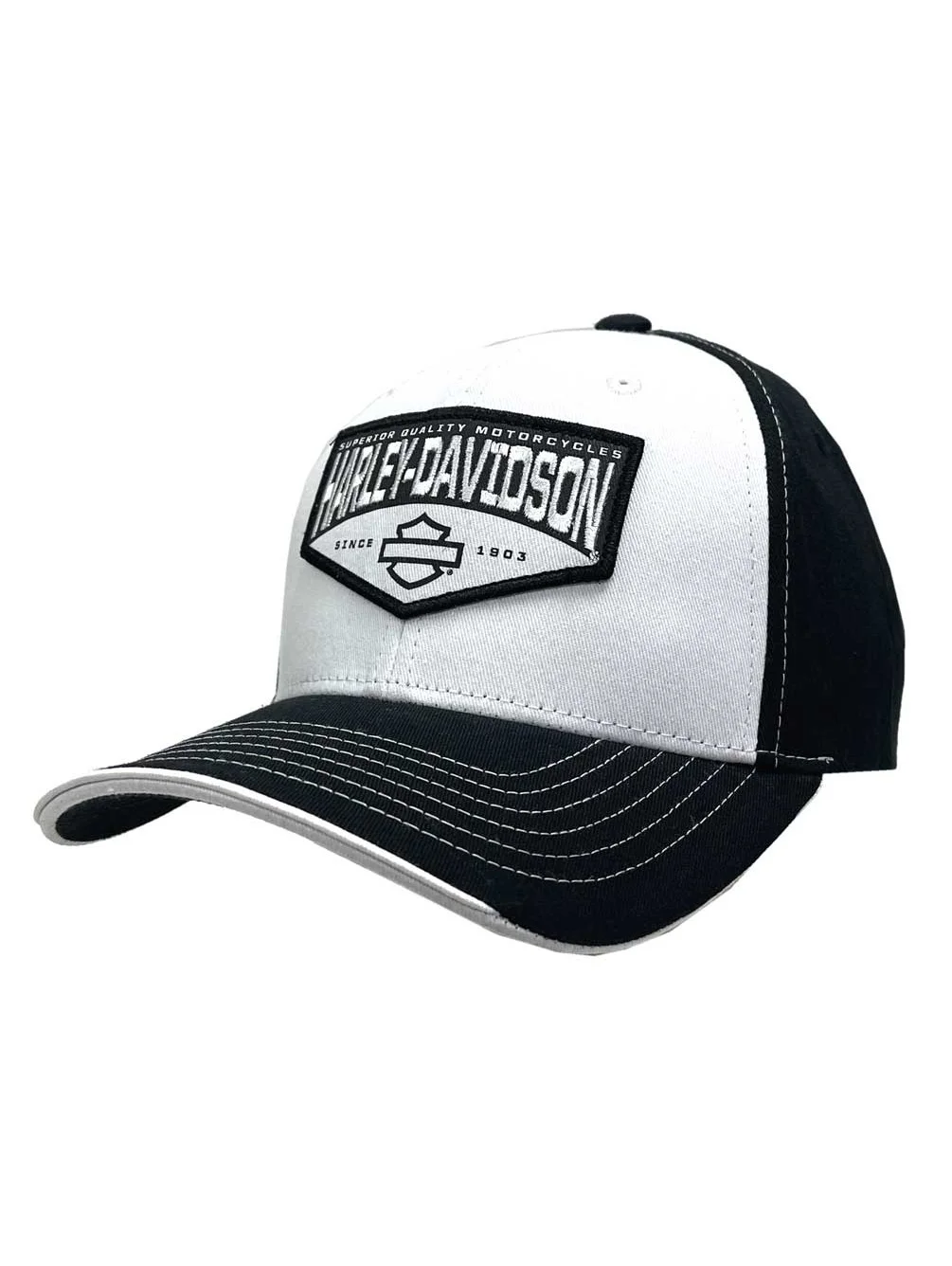Harley-Davidson Men's Publicity Embroidered Adjustable Baseball Cap, Black/White, Harley Davidson