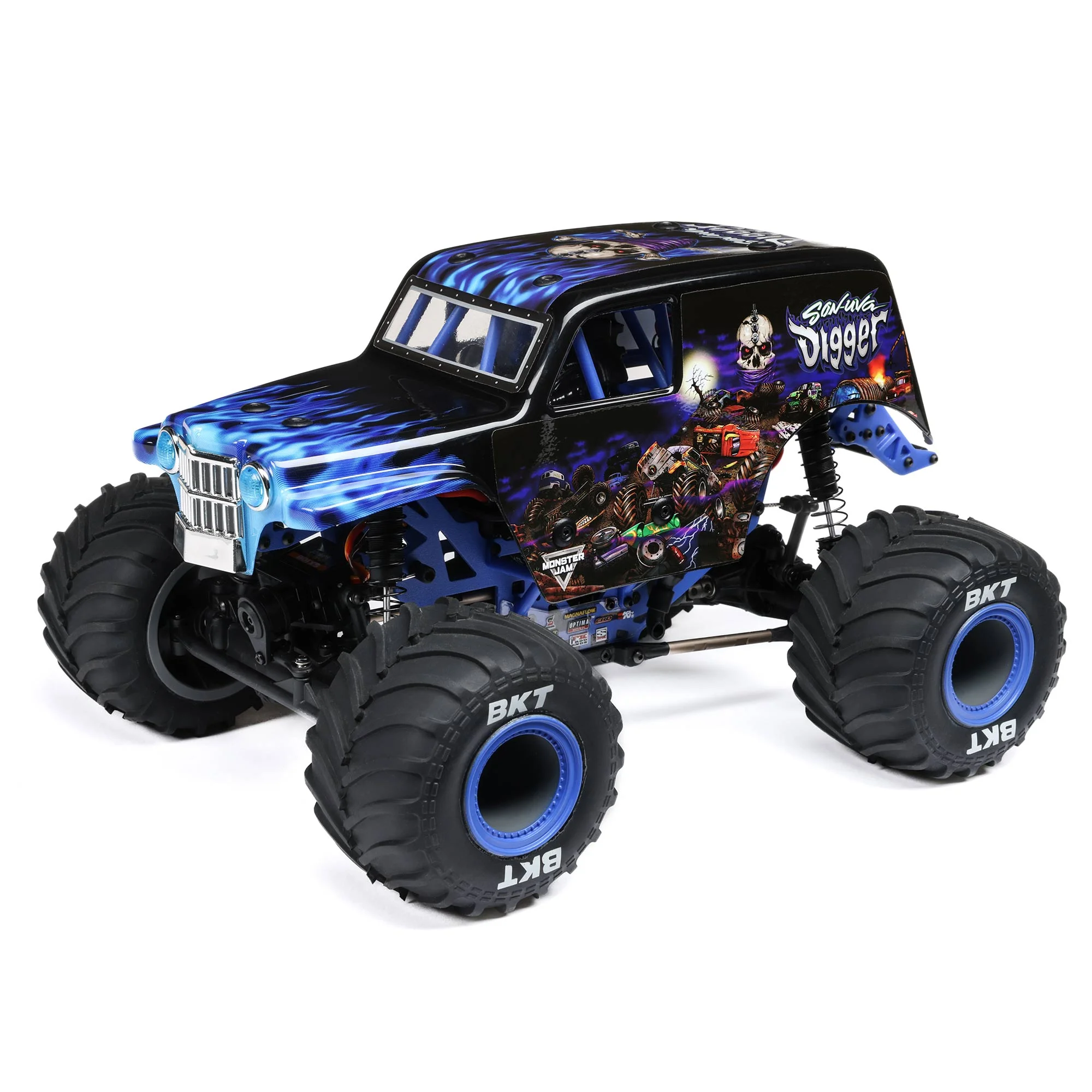 Losi 1/18 Mini LMT 4 Wheel Drive Son Uva Digger Monster Truck Brushed RTR LOS01026T2