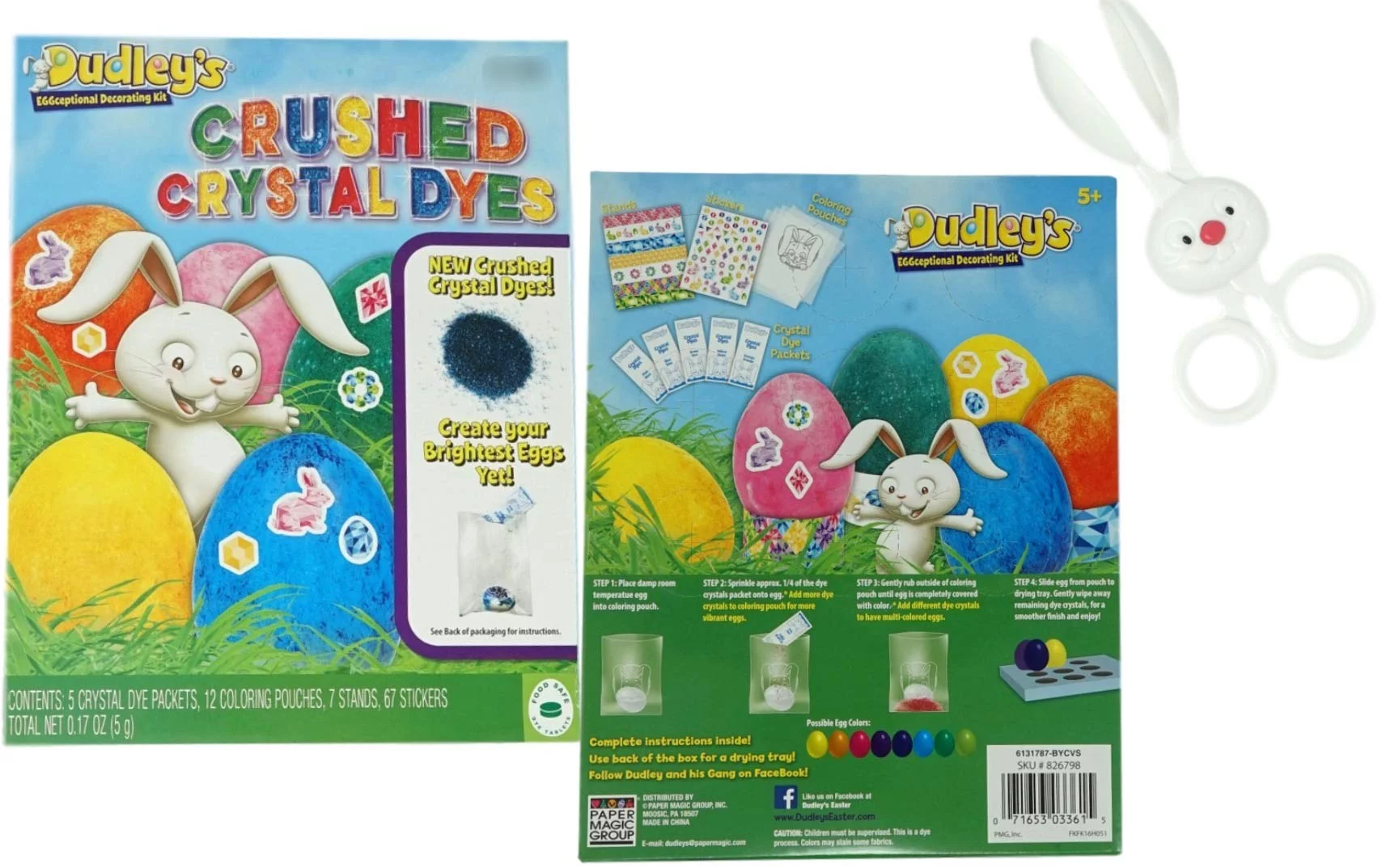 Easter Egg Dye Kit Bundle - Crushed Crystal Dye Kit with Bunny Egg Dipper Tong