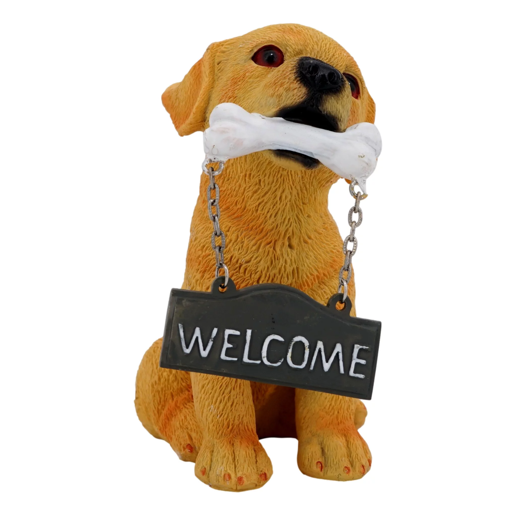 Labrador Retriever Welcome Statue 6 in Resin Guard Dog Sign Greeter Figurine Miniature Puppy Art Indoor Outdoor Decor