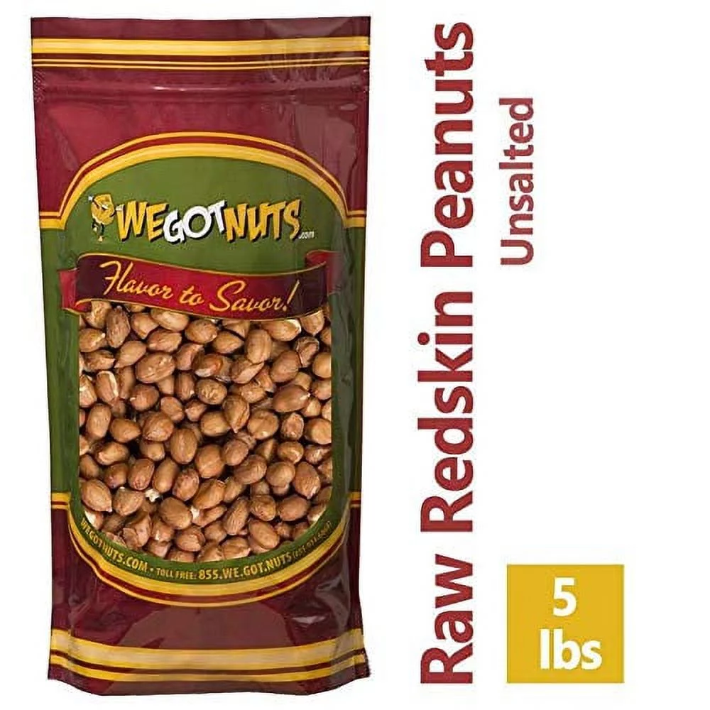 Peanuts Raw Redskin (Unsalted) 5 Pounds Bag Bulk