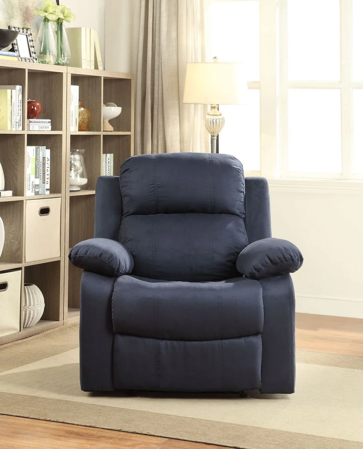 59476 ACME Parklon Luxurious Blue Microfiber Motion Recliner with Power Headrest and USB Charging Feature
