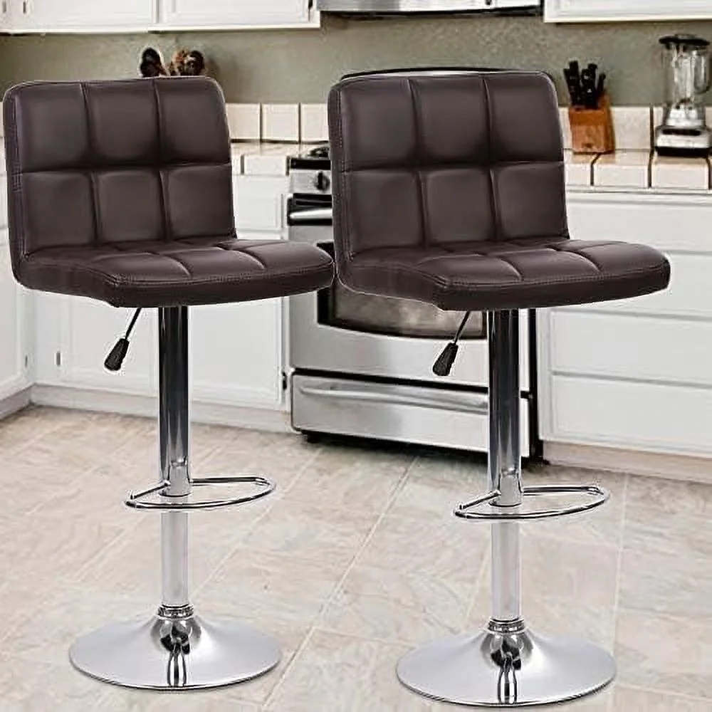 CHGTYS Stools  Swivel Height Adjustable Counter Stools with Back  PU Leather Modern Tall Kitchen Dining Chair for Living Room Pub Coffee  White