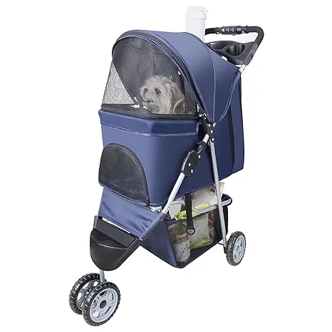 Pet Strollers for Small Medium Dogs & Cats,3-Wheel Dog Stroller Folding Flexible Easy to Carry for Jogger Jogging Walking Travel