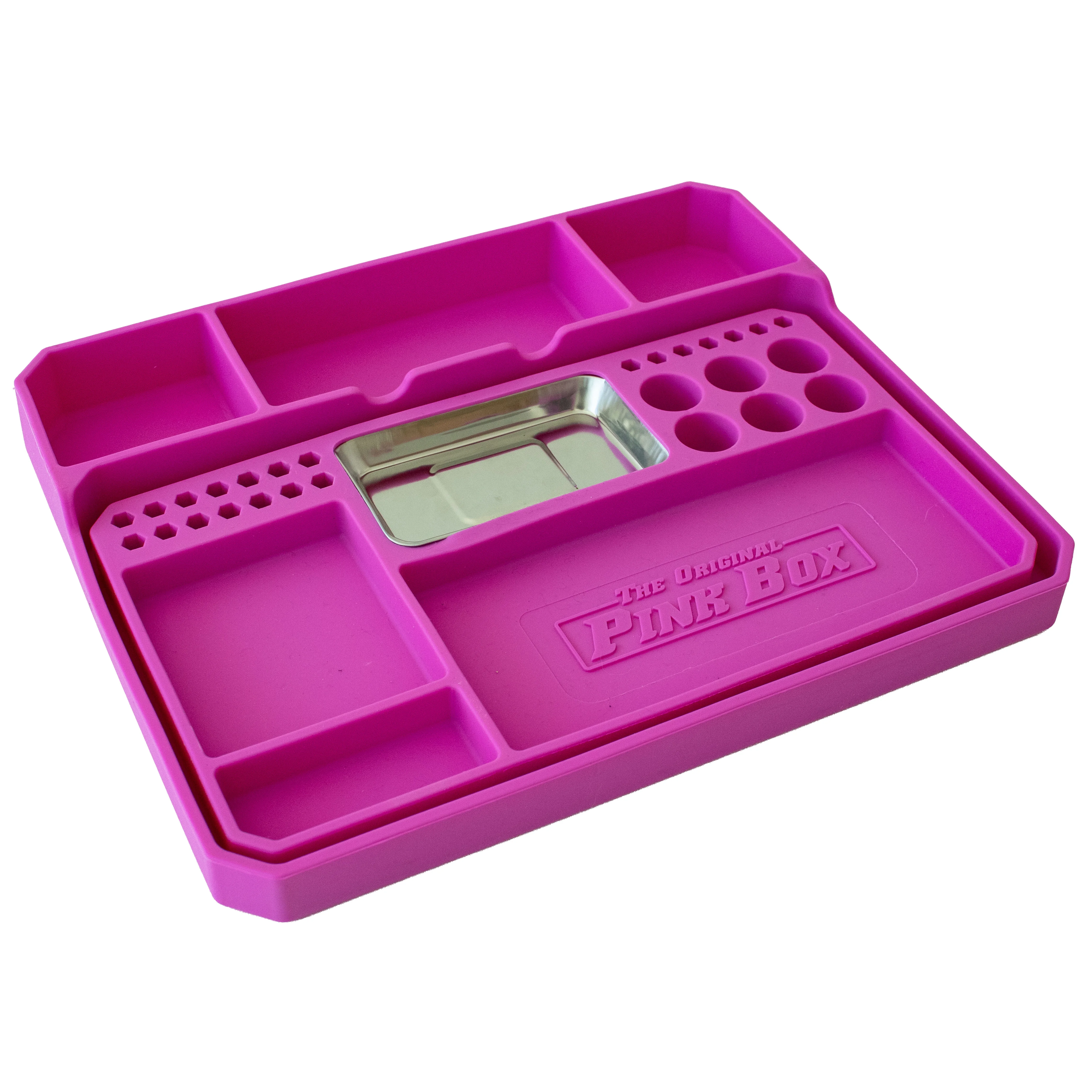 The Original Pink Box 2-Piece Flexible Silicone Tool Organizer Tray Set, Pink