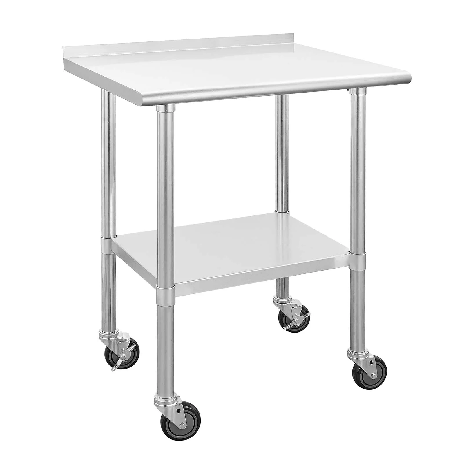 Stainless Steel Table for Prep & Work 24 x 30 Inches with Caster Wheels, NSF Commercial Heavy Duty Table with Undershelf and Backsplash for Restaurant, Home and Hotel