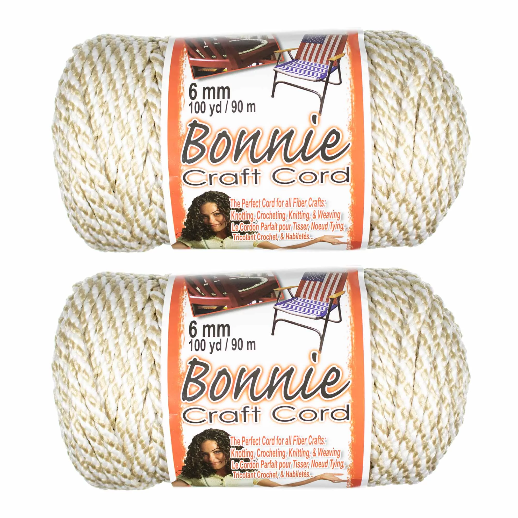 2 Pack Bonnie Macrame Cord - 6mm - 100 yd Lengths - Various Colors
