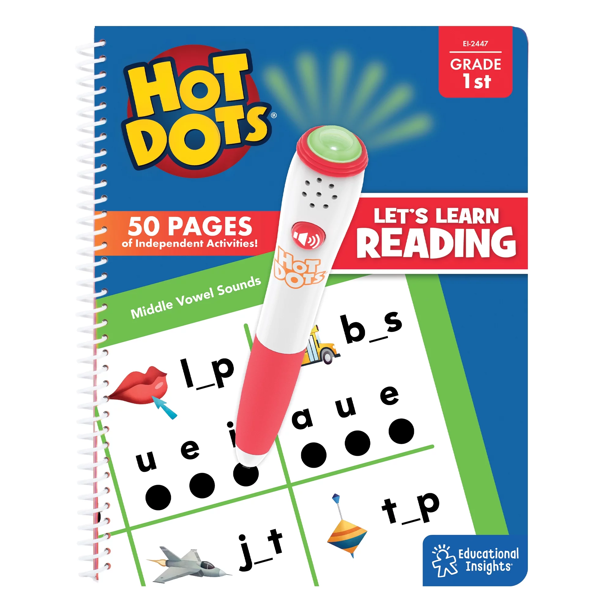 Educational Insights Hot Dots Let's Learn 1st Grade Reading, Reading Activity Workbook, Ages 6+
