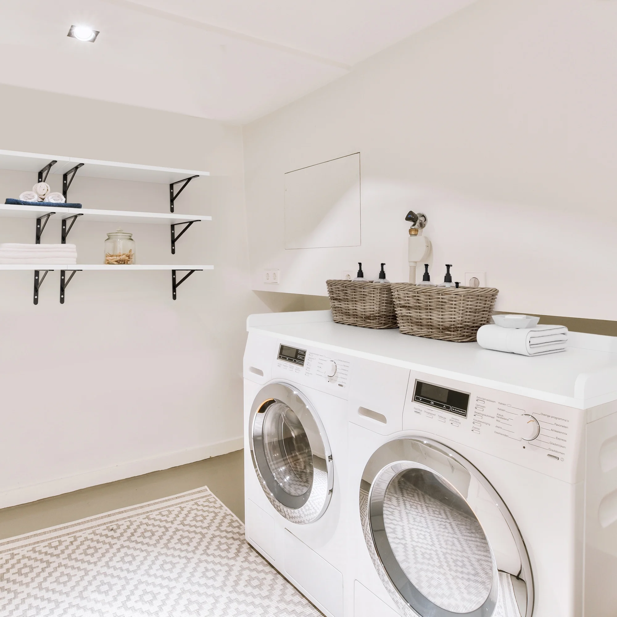 Kaboon Washer Dryer Countertop and Shelves Set, Model-KBCS5427BS, White