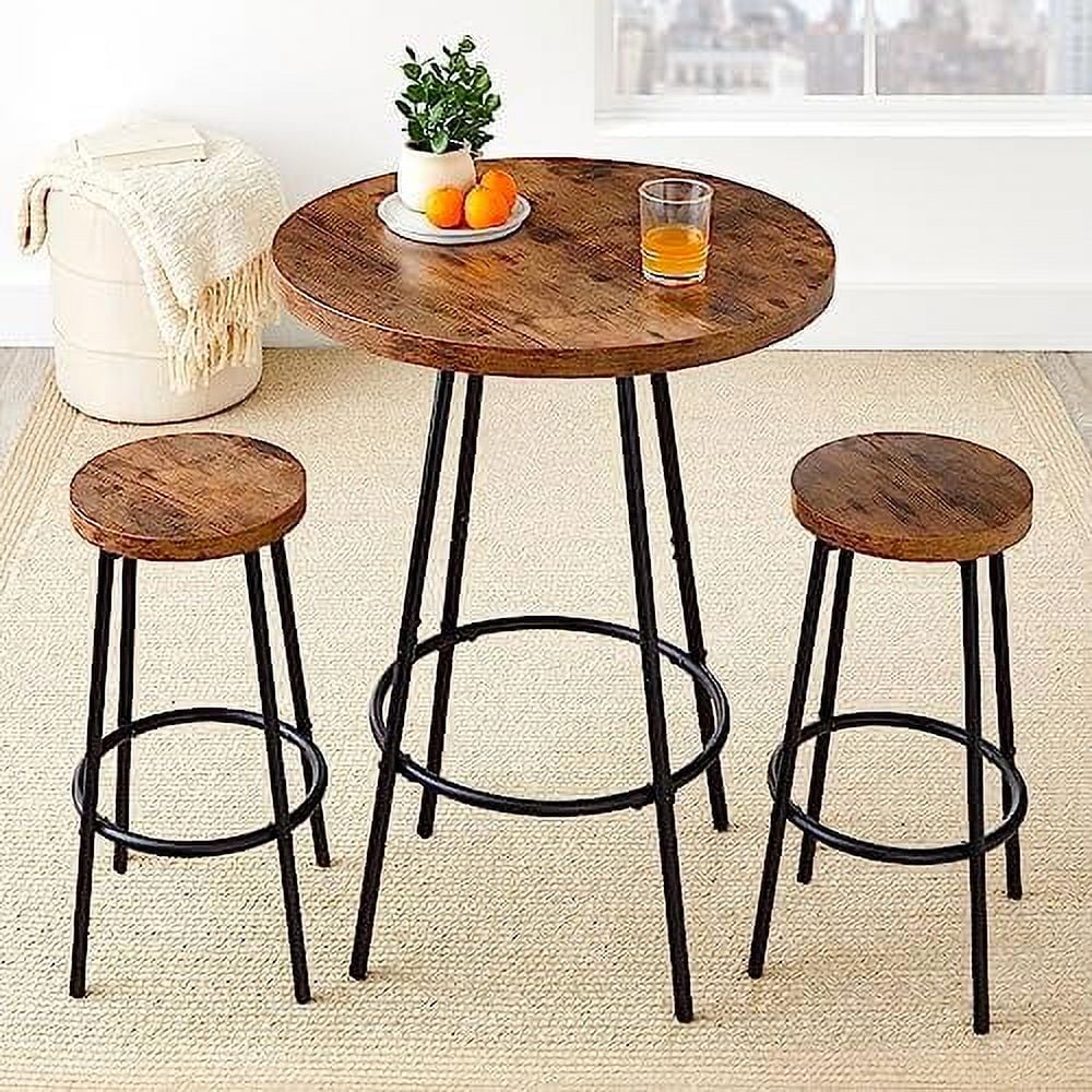 Bistro Dining Set 3 Piece  Modern Round Counter Height Pub Table  Compact High Top with  Stools Pub Dining Set for Kitchen  Breakfast Room - Black