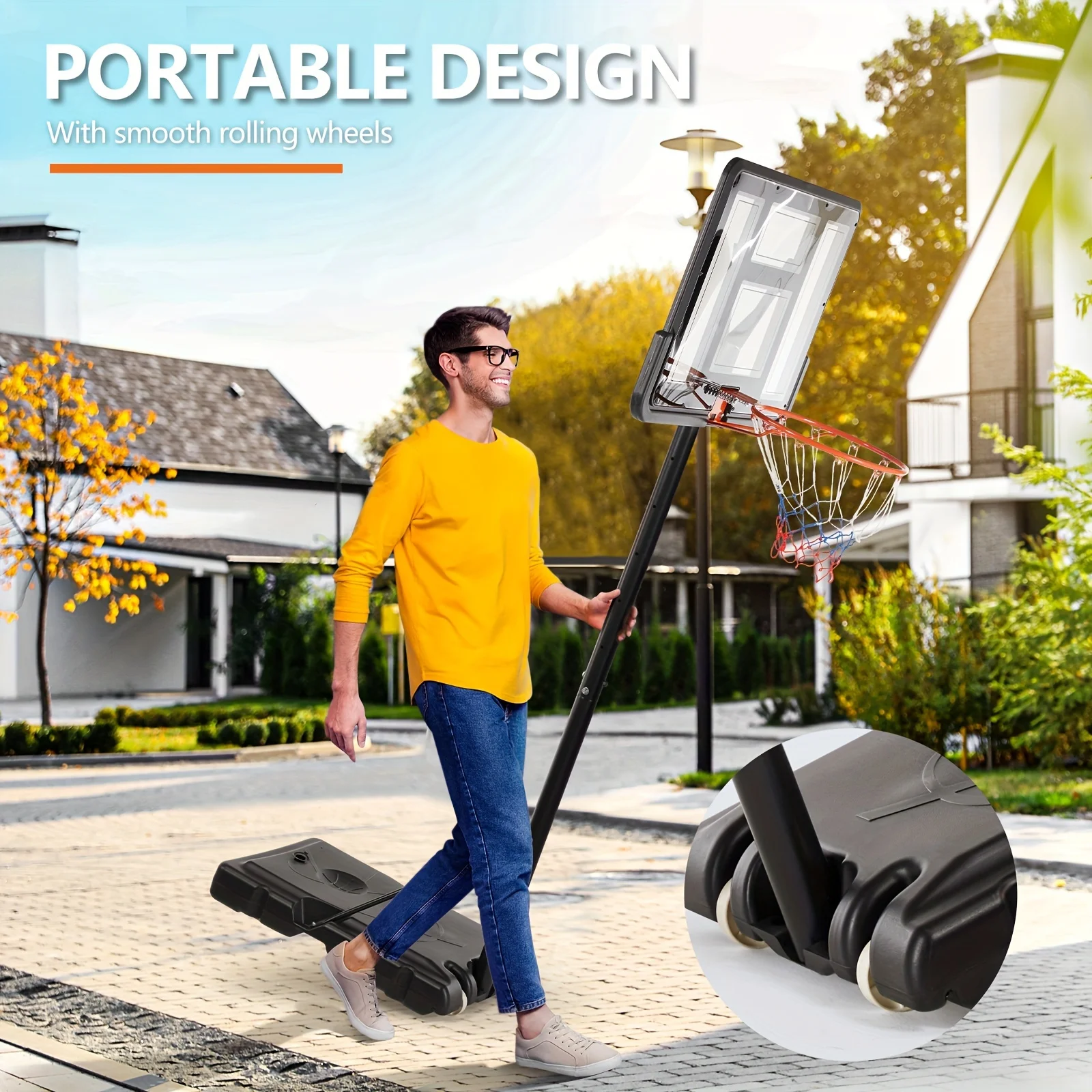 DFSDFGF32 4.2-10ft height adjustable portable outdoor family basketball board, can be filled base