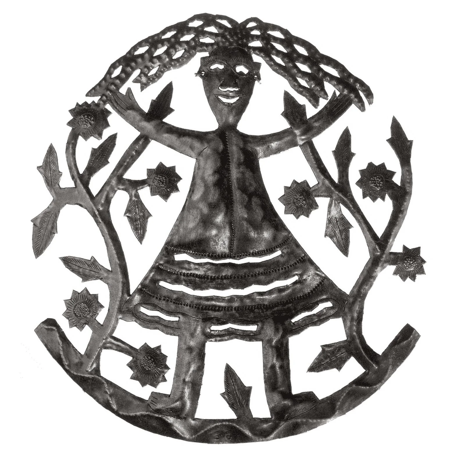 Haitian Recycled Steel Oil Drum, Metal Hanging Wall Art, 15