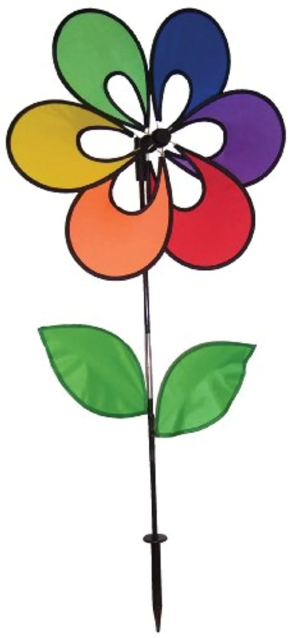 In the Breeze Rainbow 2856 — Flower Windee Wheelz Garden Spinner — Colorful Yard and Garden Wind Spinner
