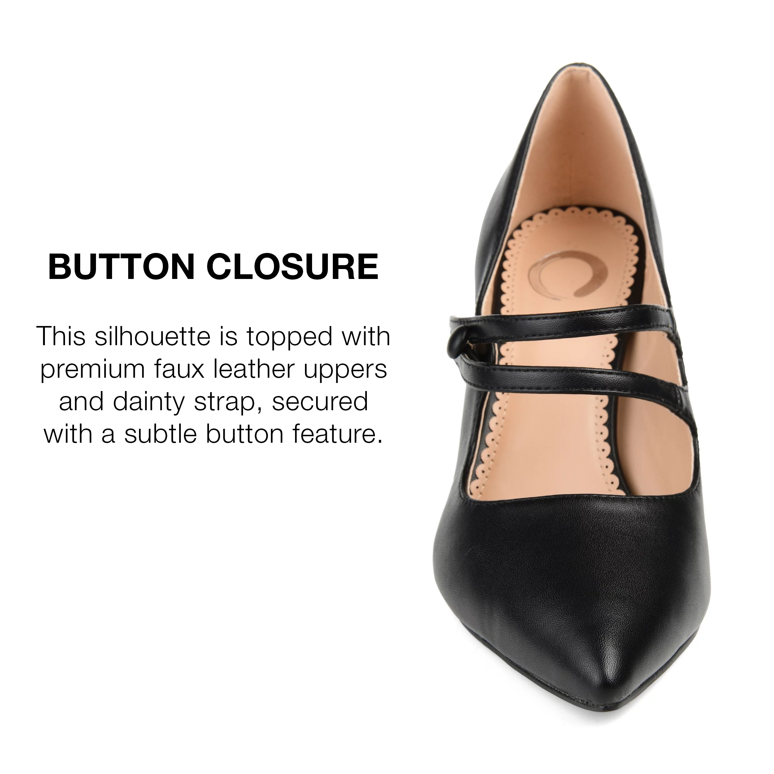 JOURNEE COLLECTION Womens Black Scalloped Footbed Padded Strappy Sidney Pointed Toe Stiletto Pumps 7.5