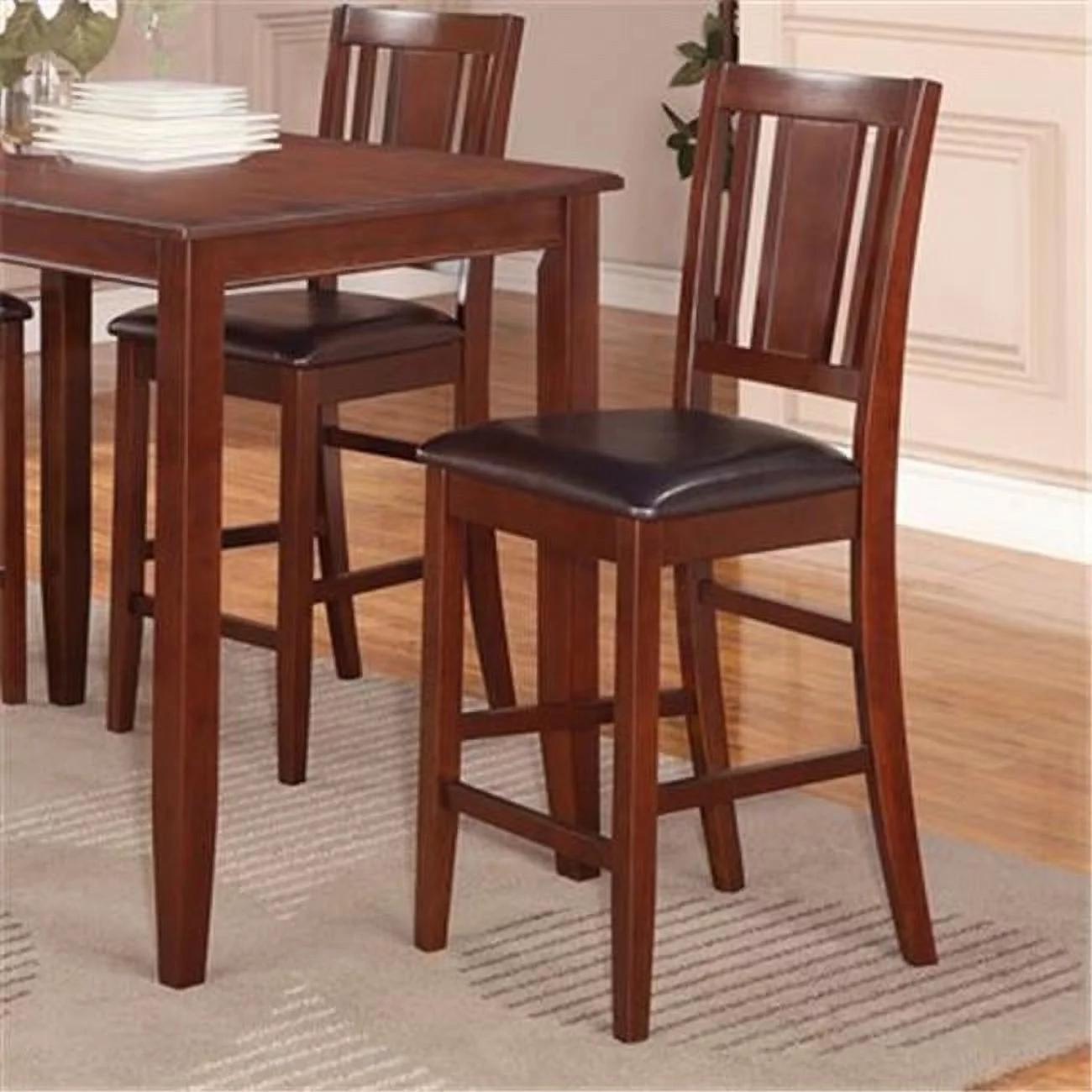 Wooden Imports Furniture BU-LC-MAH Buckland Counter Height Chair with Faux Leather Upholstered Seat - Mahogany