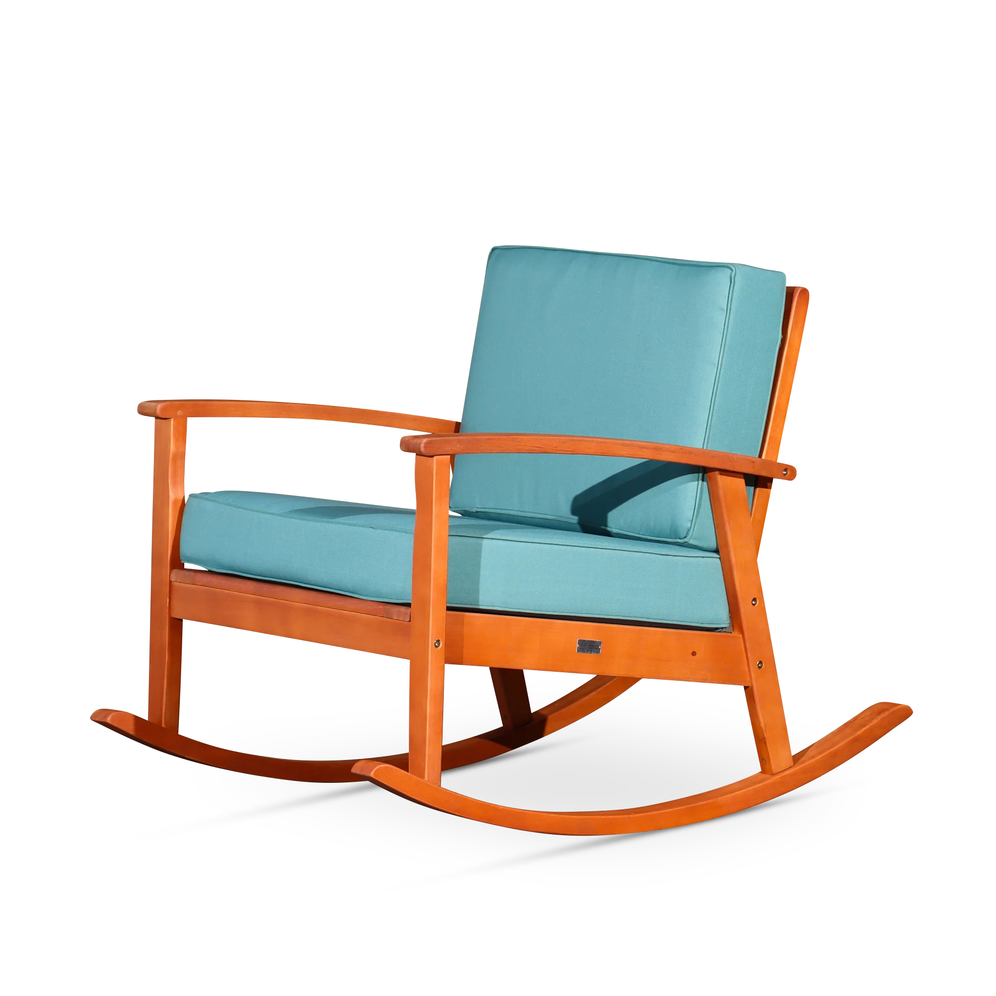 Eucalyptus Rocking Chair with Cushions, Natural Oil Finish, Sage Cushions