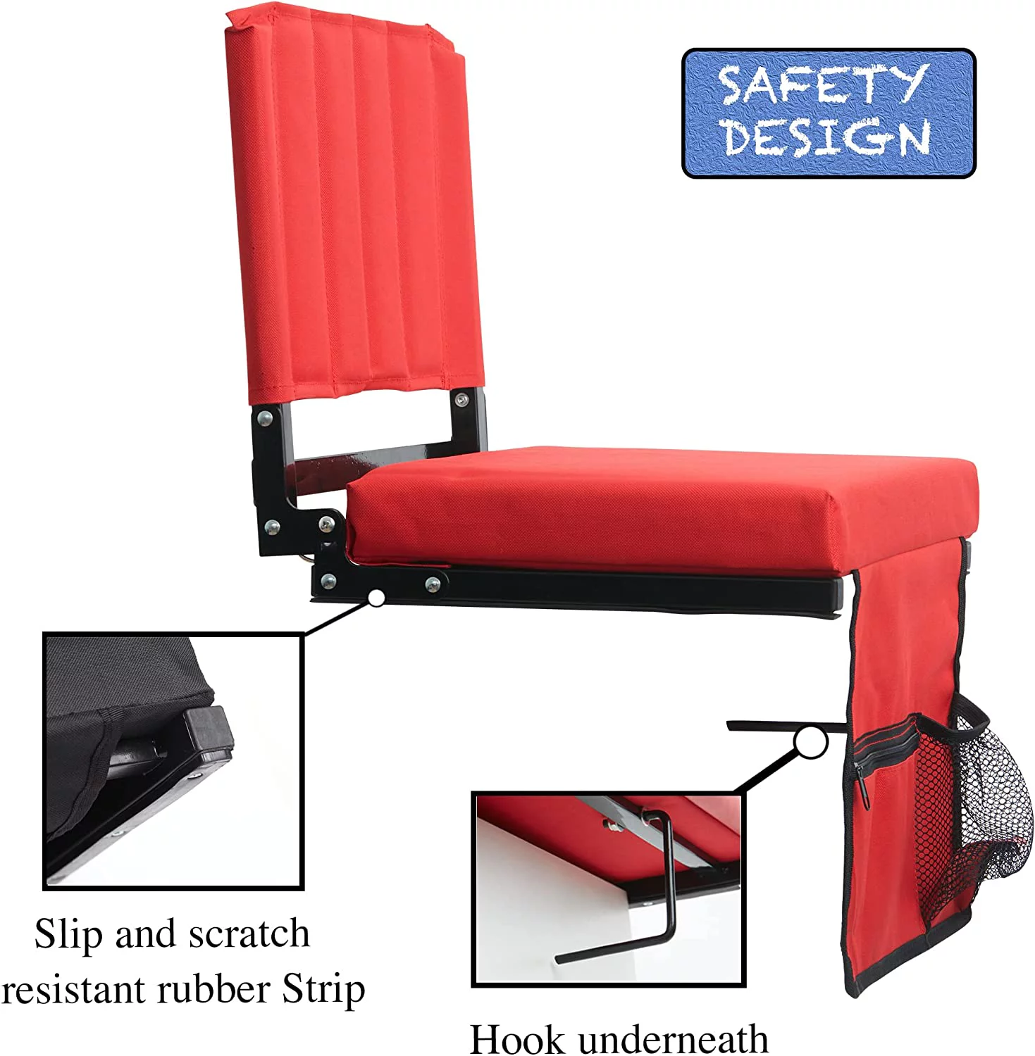 CozyBox 2-Pack of Stadium Seat for Bleachers with Padded Cushion Foldable Stadium Chairs with Strap and Cup Holder