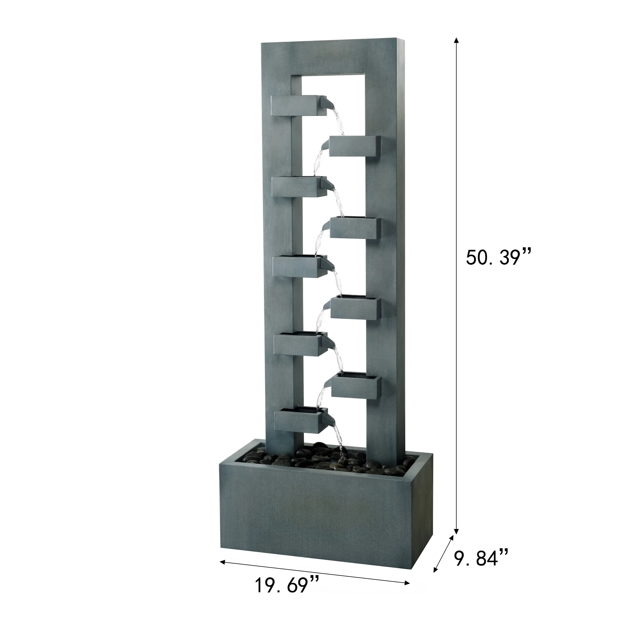 Metal Fountain with Dusty Blue Finish