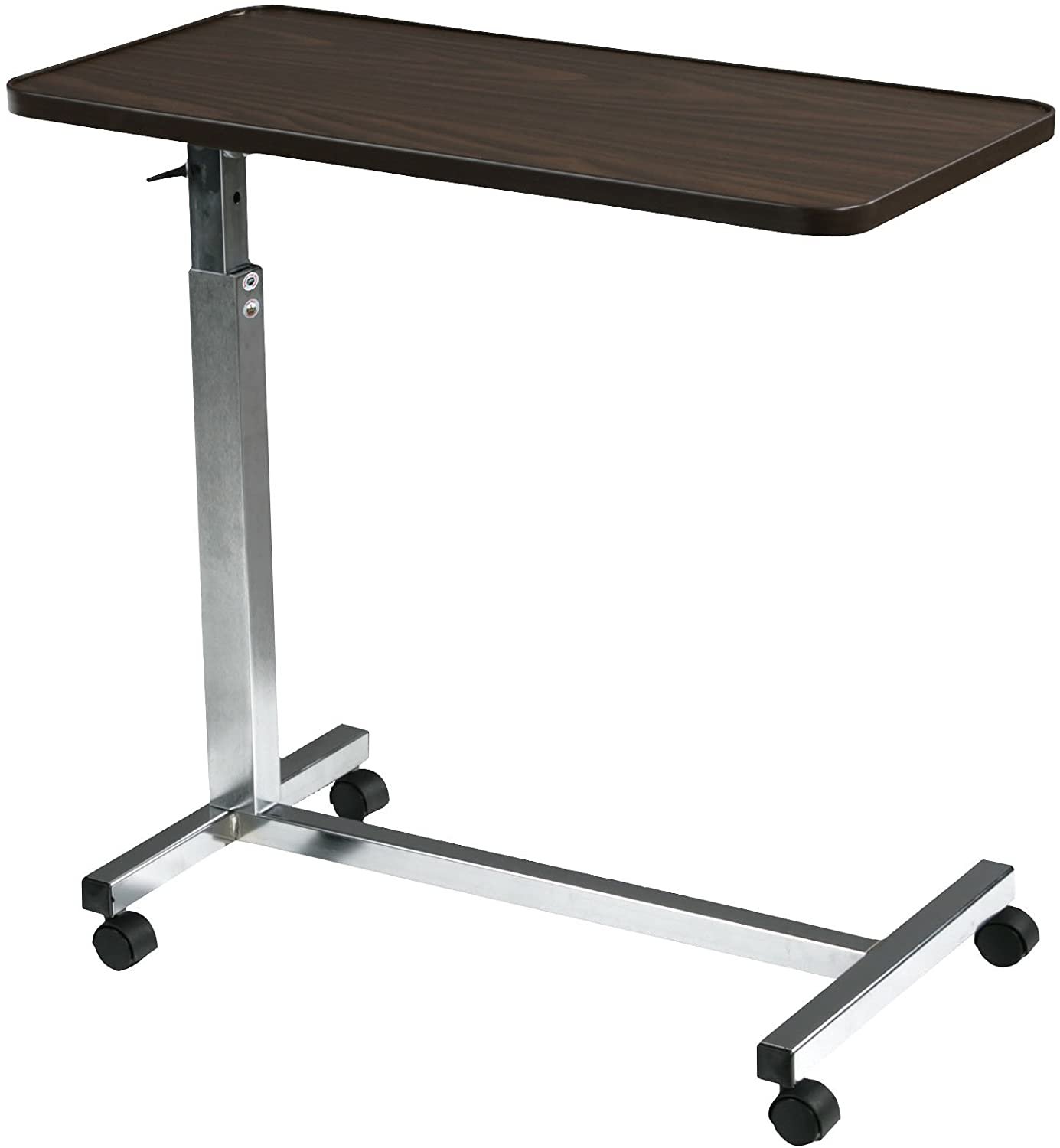 Drive Medical 13003 Non Tilt Top Overbed Table with Wheels, Chrome
