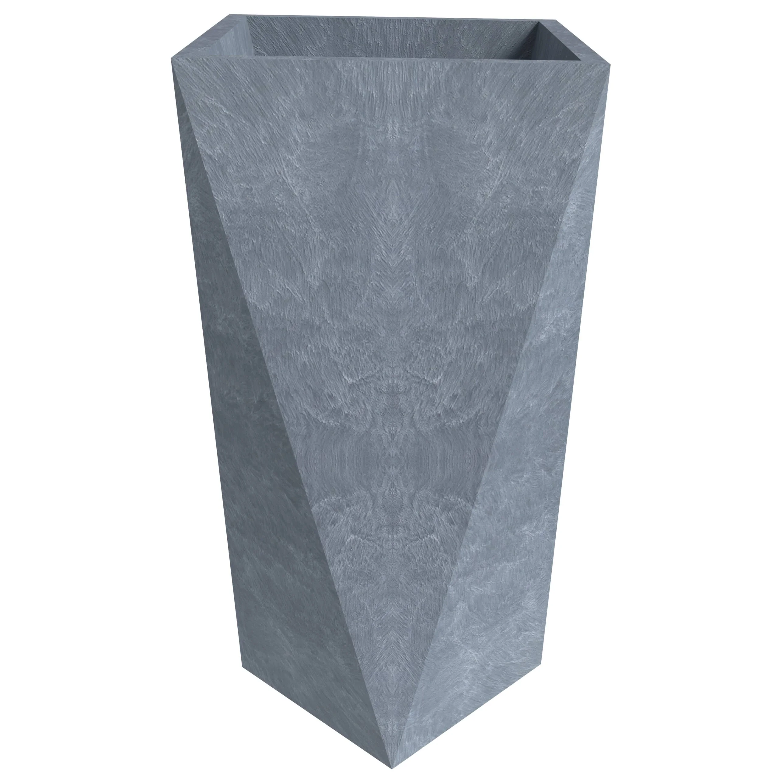LeisureMod Aloe Tapered Square Planter in Fiberstone and MgO Clay Gray 24