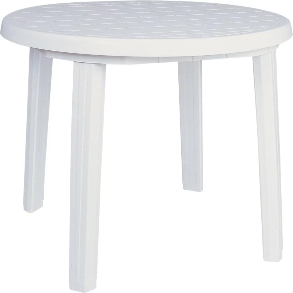 YPDCHB Ronda 36" Round Resin Patio Dining Table in White  Commercial Grade