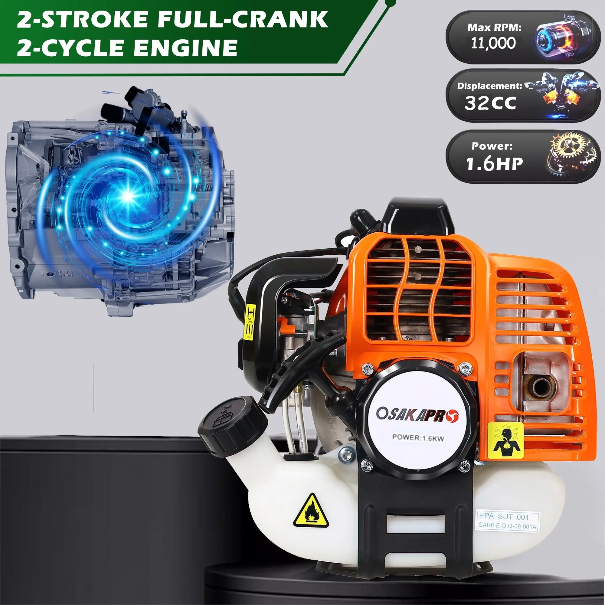 10-IN-1 String Trimmer Gas Powered, 33cc Multi-Functional Weed Eater Set w/2 Stroke Engine, Adjustable 90° Hedge Trimmer, 10