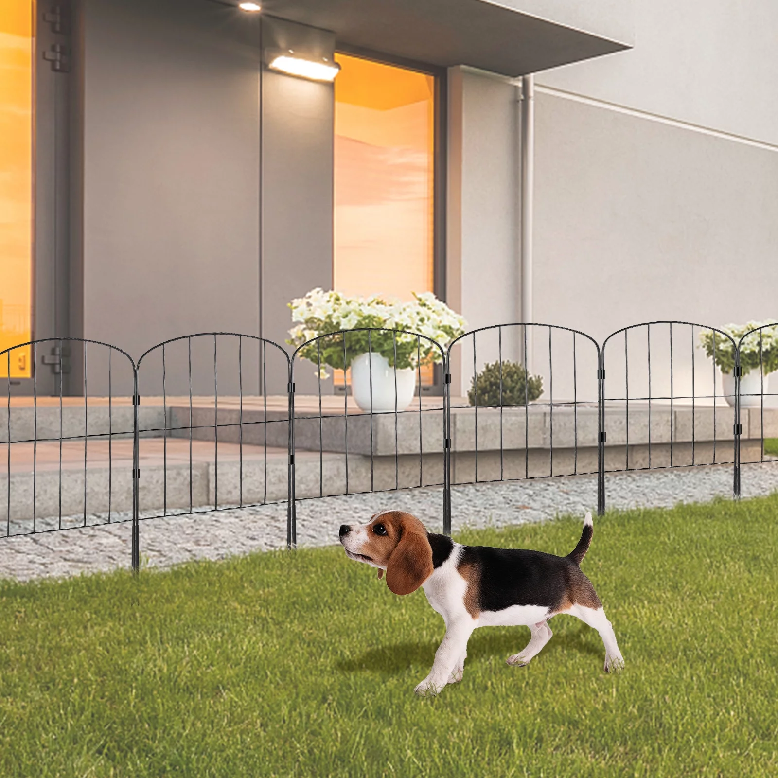 SKYSHALO Garden Fence No Dig Fence10 Pack 24''(H)x13''(L) Rustproof Metal Wire Panel Border Animal Barrier Fence