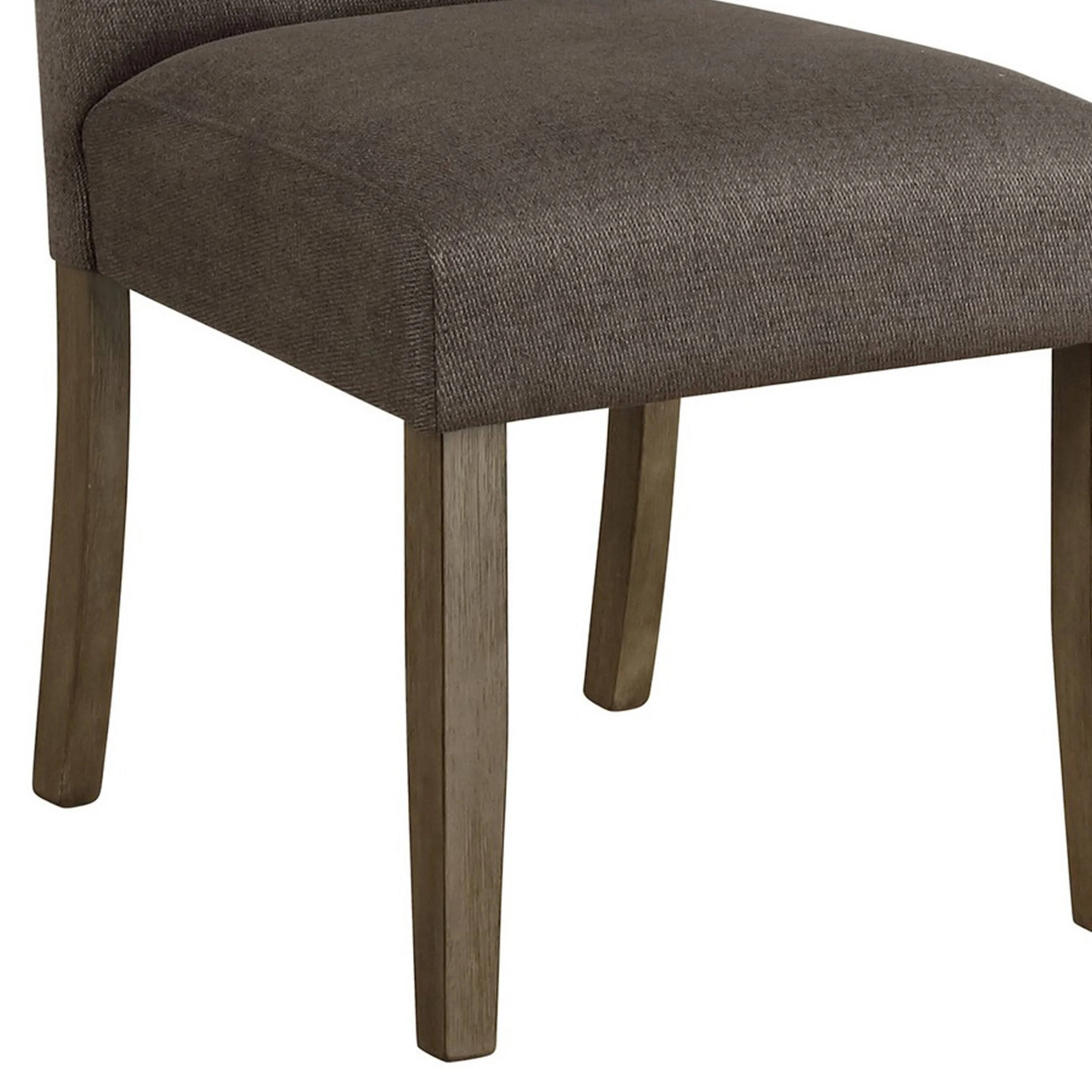 Neli 19 Inch Side Dining Chair, Set of 2, Rolled Button Tufted Back, Brown