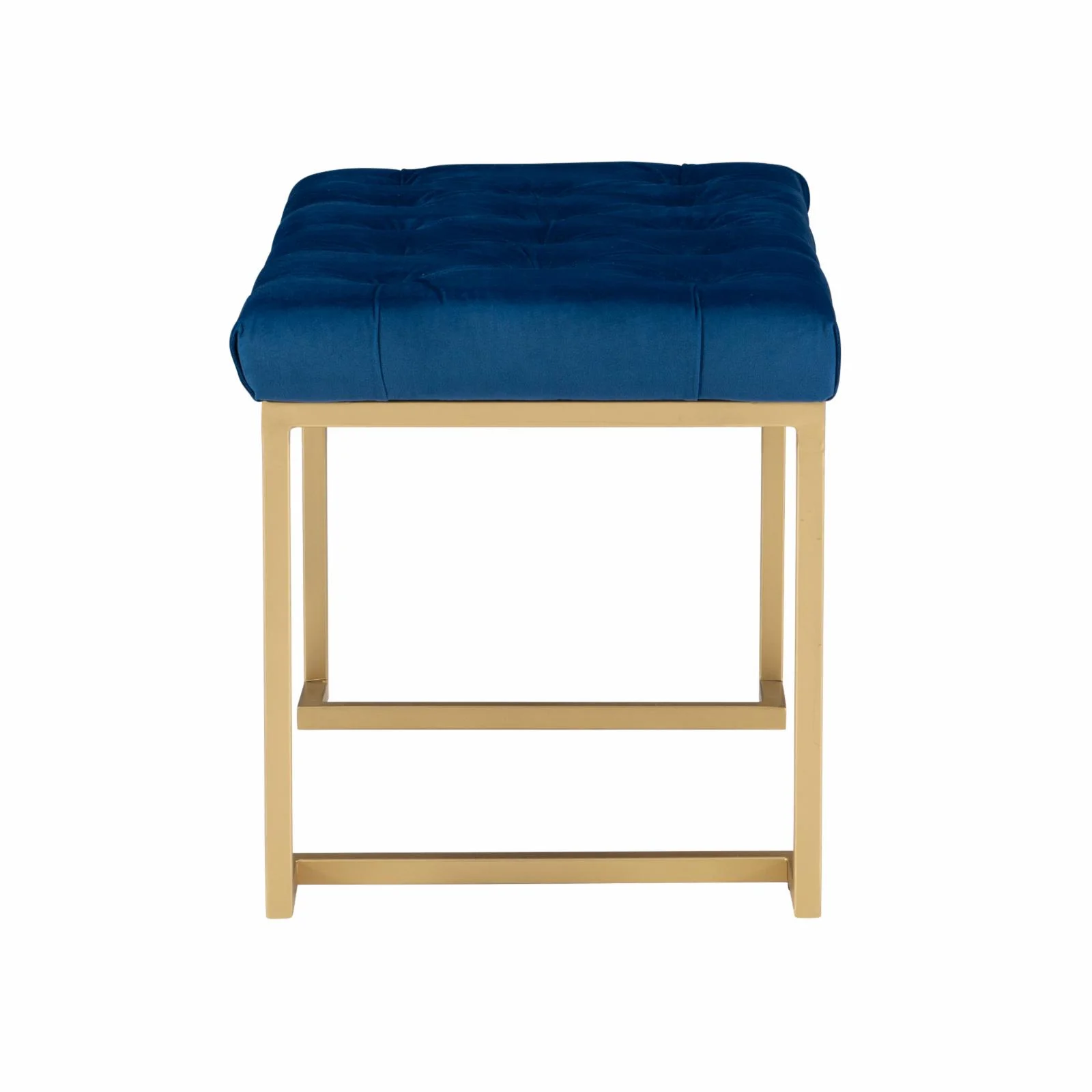 Powell Baileigh Bench - Gold with Navy Velvet Fabric