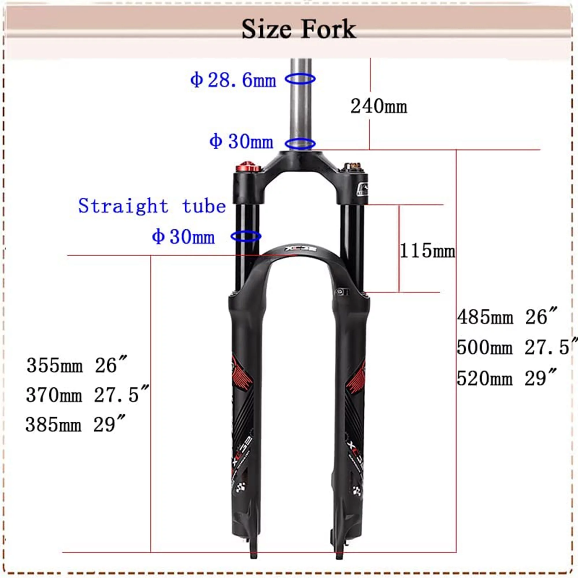 BUCKLOS Mountain Bike Suspension Forks,26/27.5/29 and 100mm Travel Oil Spring Front Forks with Preload Adjustment