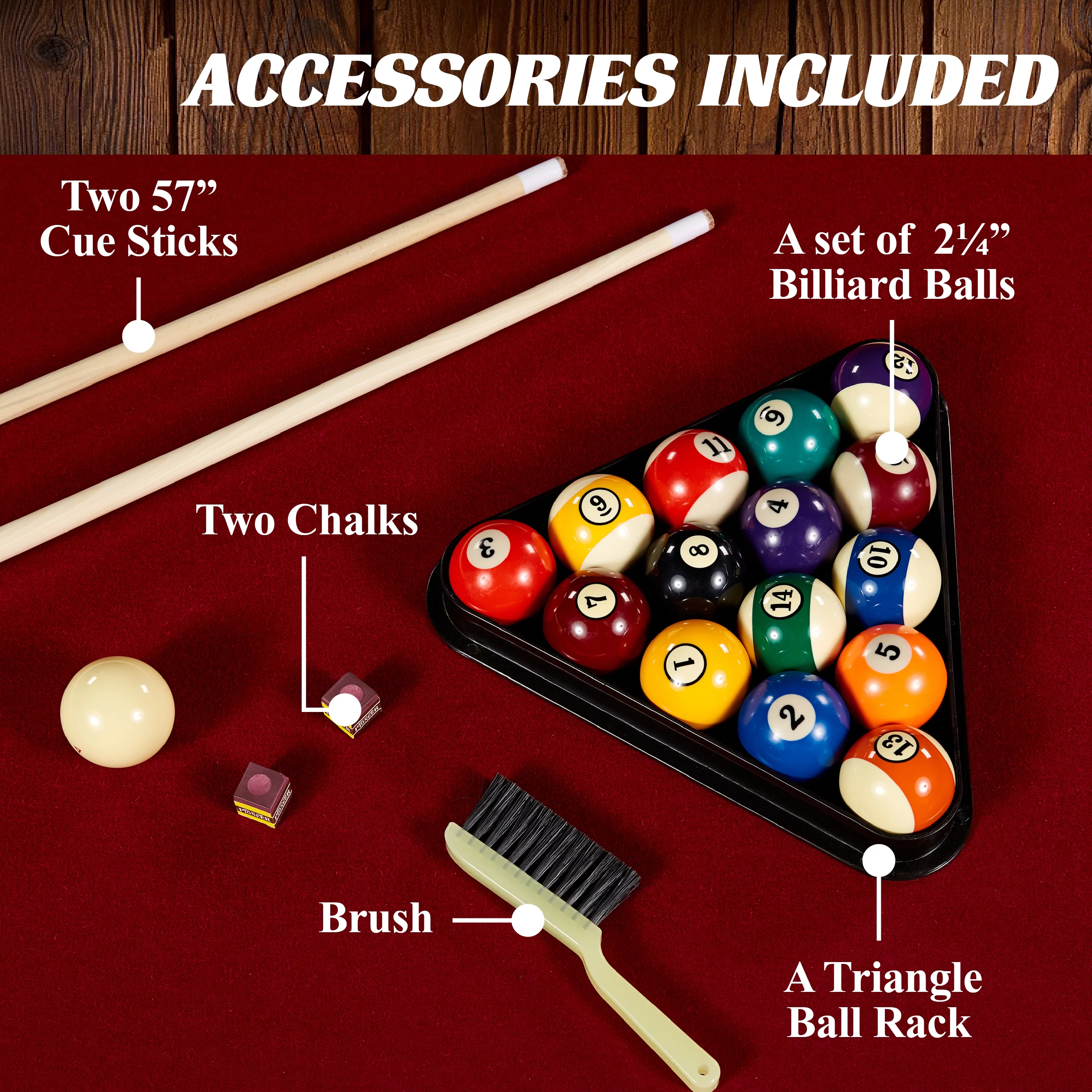 Barrington Burwood 90 Inch Billiard Table with Cue Rack and Dartboard Cabinet