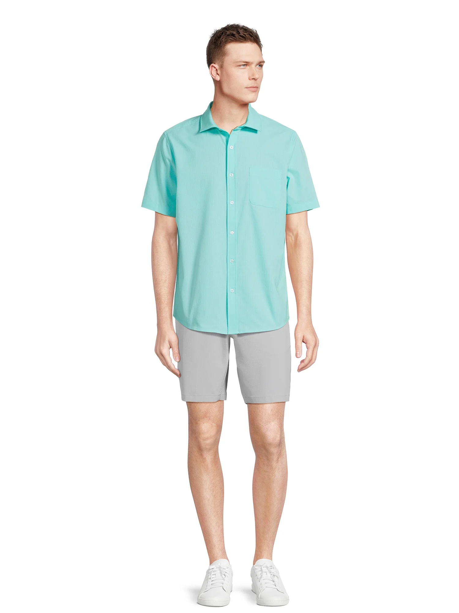 George Men’s & Big Men’s Button-Up Commuter Shirt with Short Sleeves, Sizes S-3XL