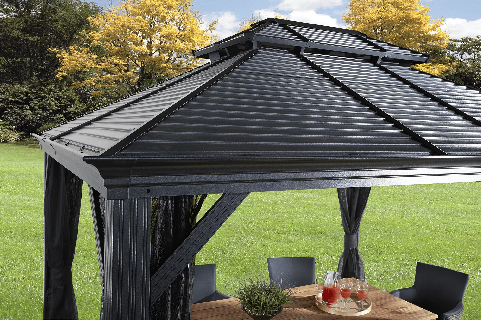 Sojag Mykonos II 12' x 11' Hardtop Gray Rectangle Gazebo