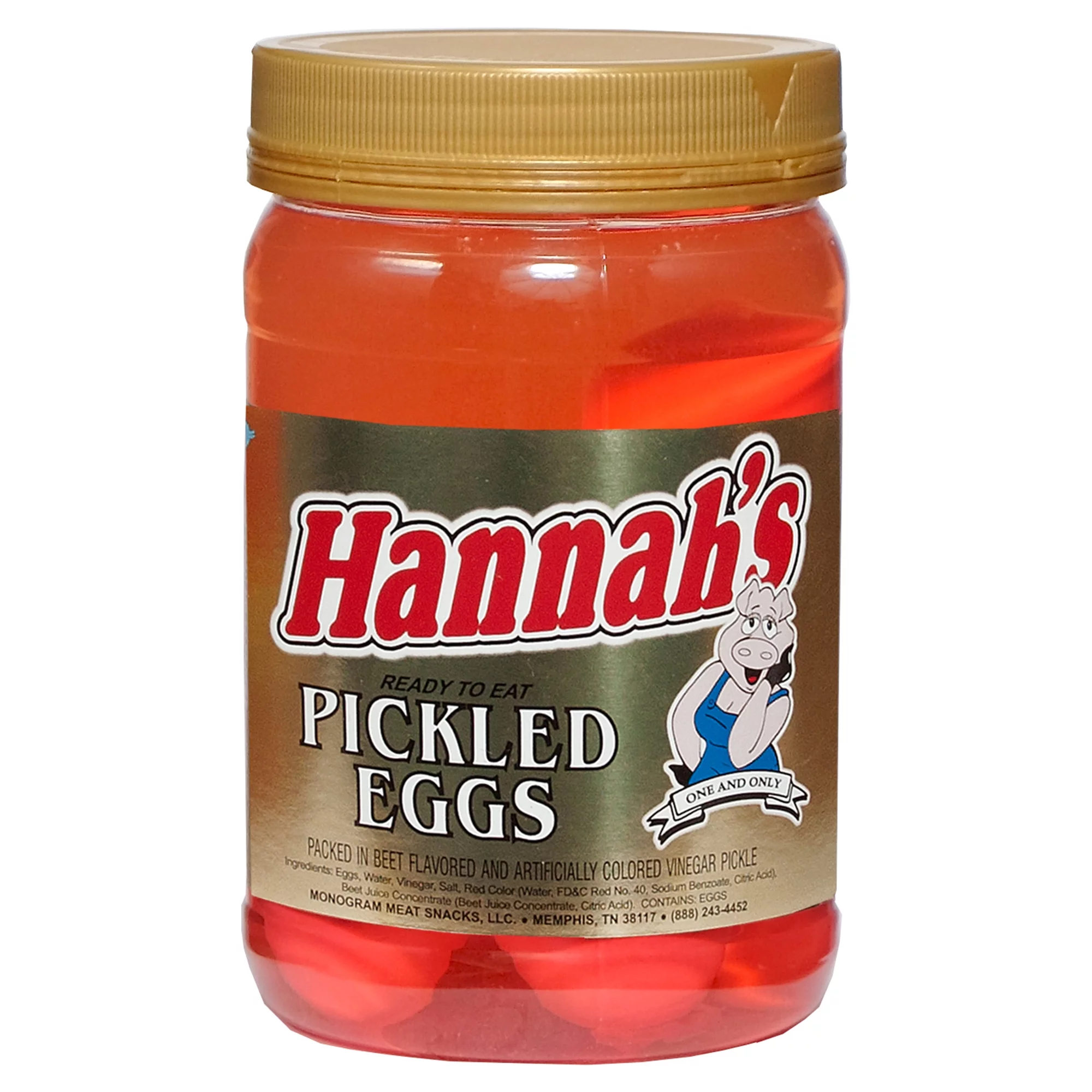 Hannah's Ready to Eat Whole Pickled Eggs 12.8 oz Jar, 8 Servings per Container