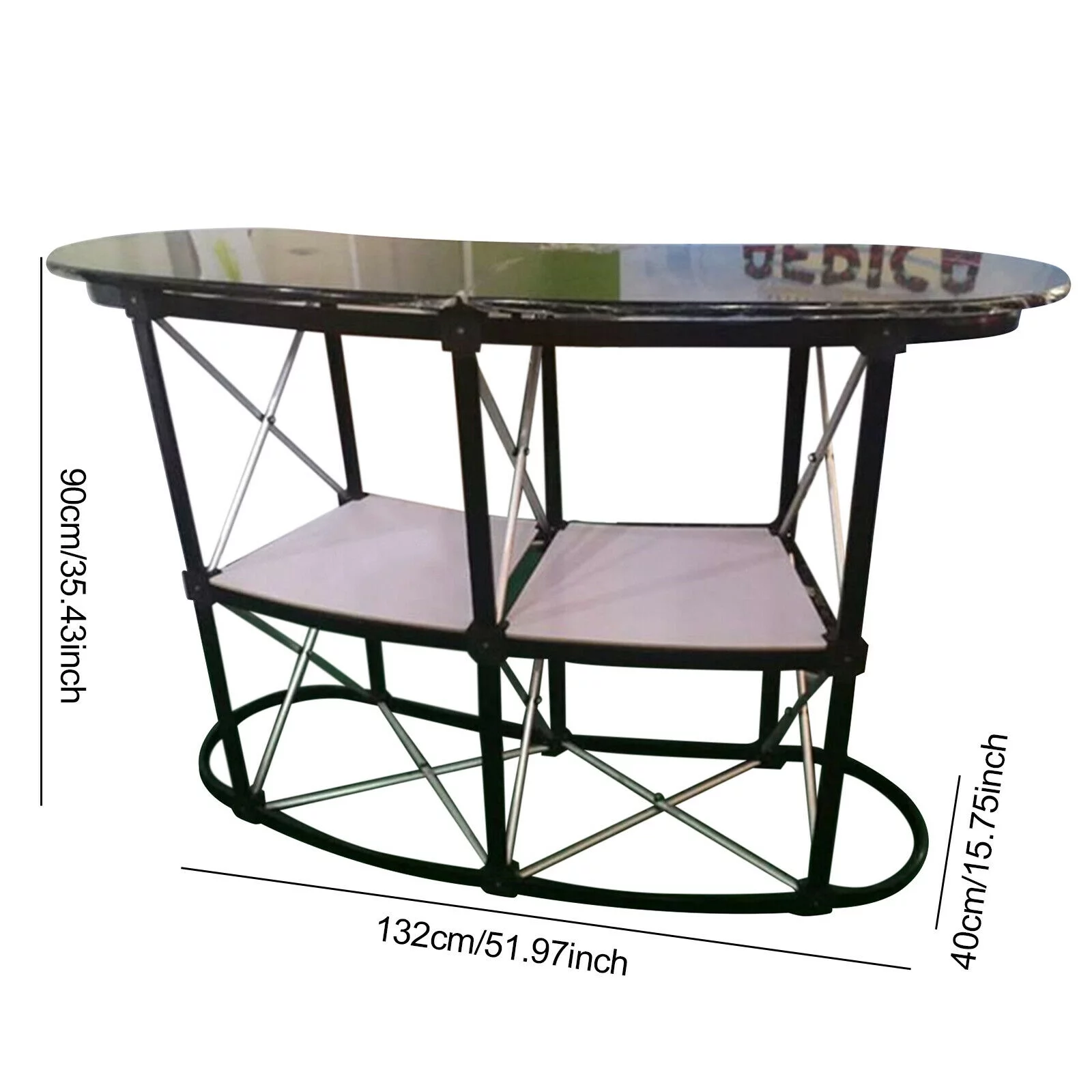 Miumaeov Portable Tradeshow Podium Pop Up Counter Table Stand with 2 Storage Rack Promotion Retail Exhibition Trade Show Display 52