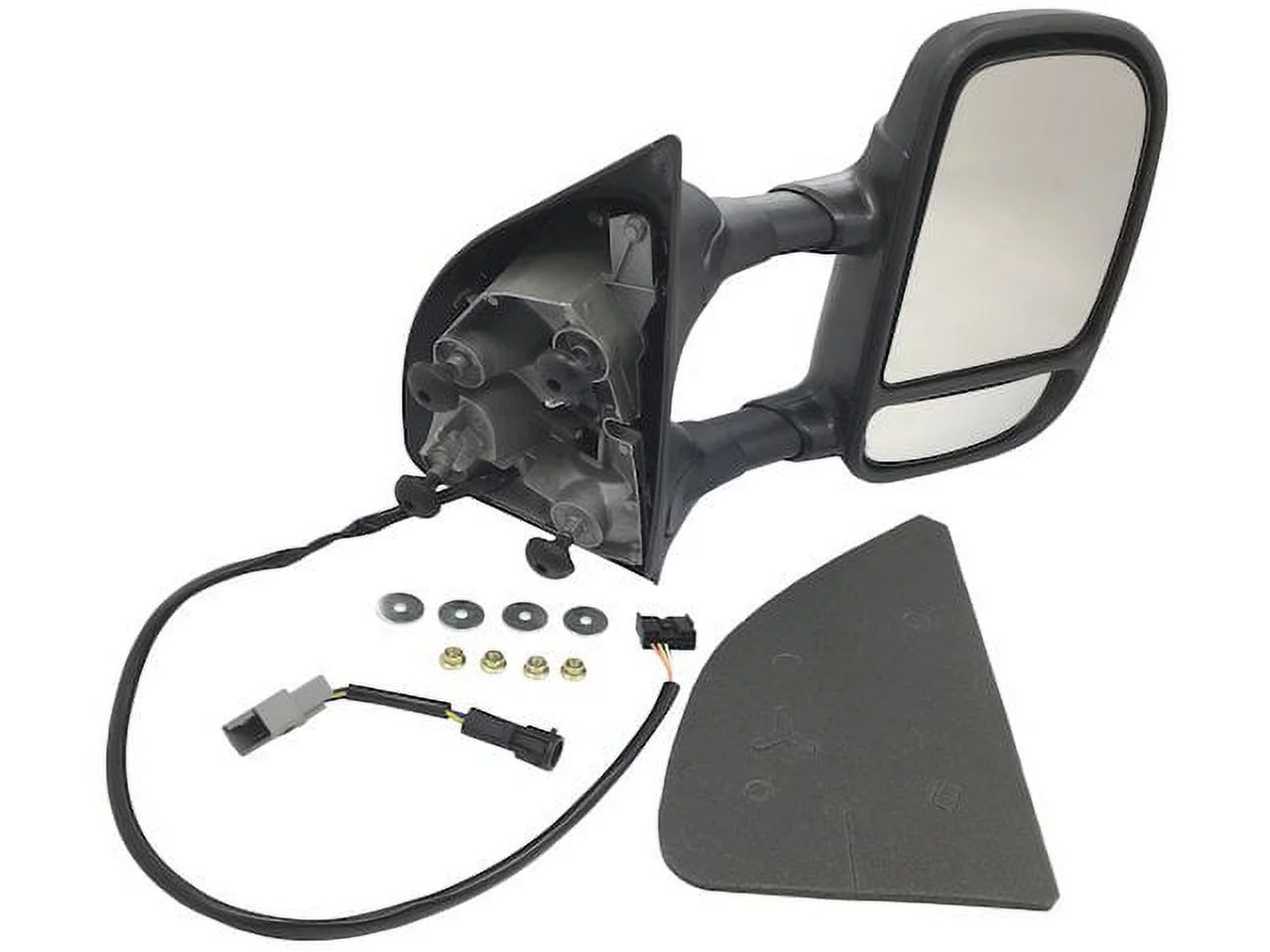 Right Passenger Side Power Tow Mirror - Manual Telescopic, Textured Black, (Without Turn Signal, Heated Glass) - Compatible with 1999 - 2007 Ford F-250 Super Duty 2000 2001 2002 2003 2004 2005
