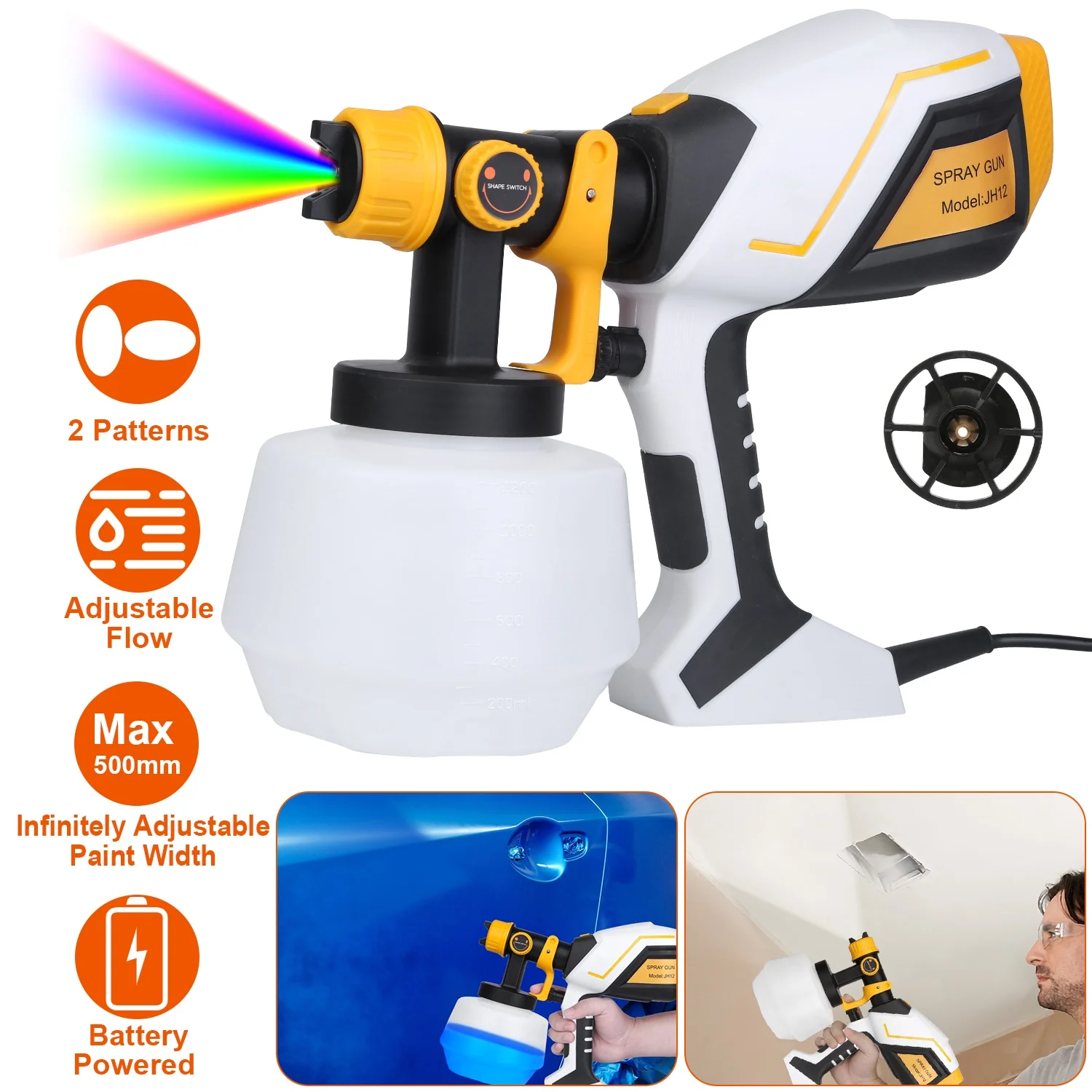 Paint Sprayer, iMounTEK HVLP 550W Handheld Paint Sprayer with 2 Spray Patterns
