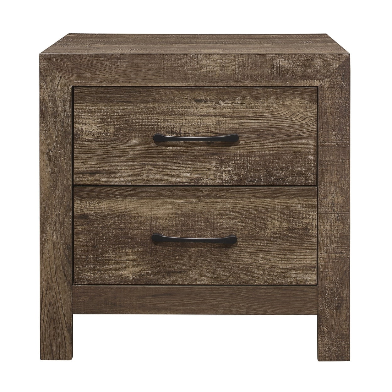 2 Drawer Rustic Wooden Nightstand with Block Legs, Brown- Saltoro Sherpi