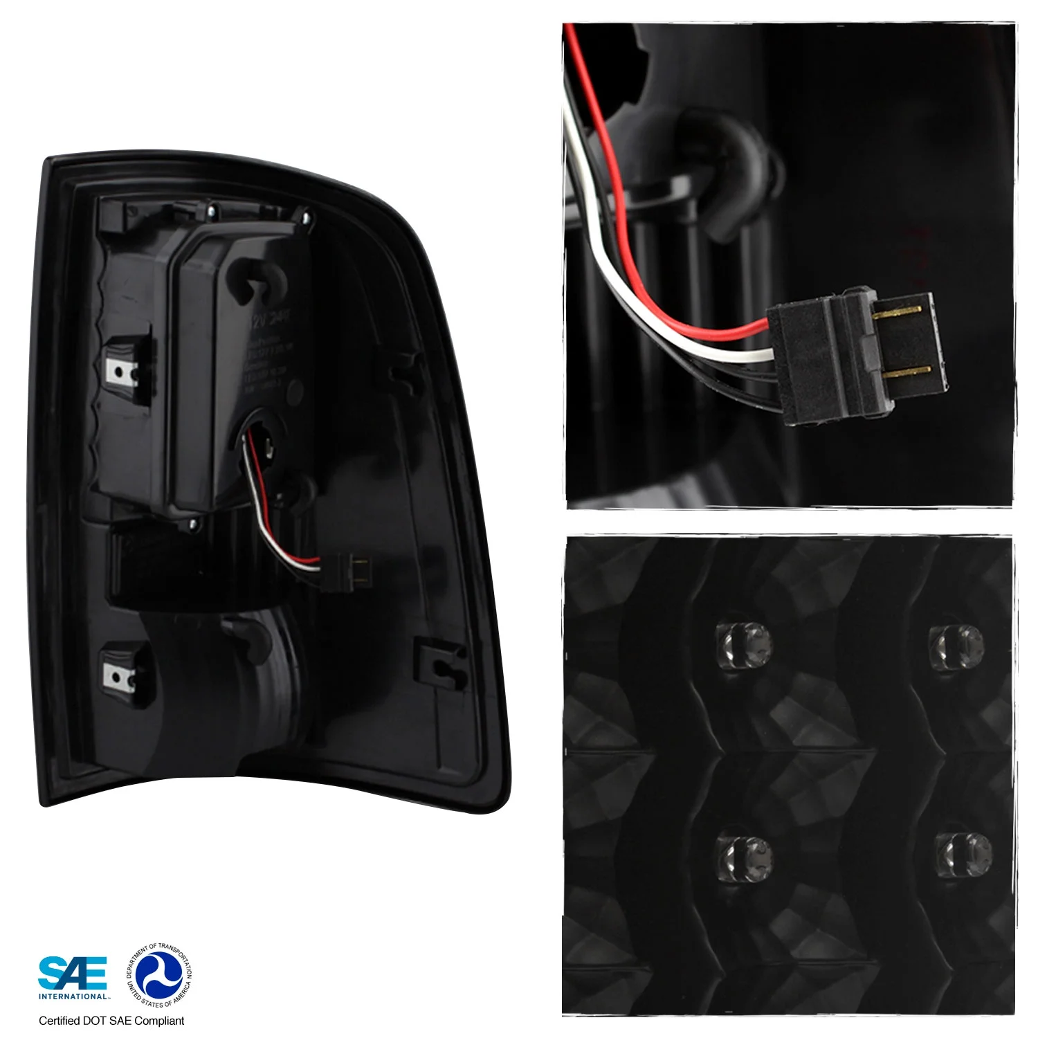 AKKON - Fits 2009-2018 Ram 1500 2010-2018 Ram 2500 / 3500 Black Smoked Headlights + [C-Light Bar] LED Blk Tail Brake Lights Pair