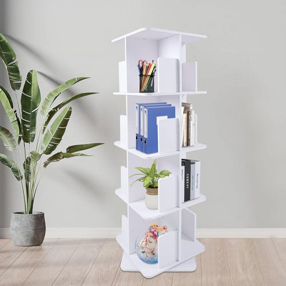 YPDRYGV Bookcase ° Rotating Bookshelf Floor Standing Organizer   Display Rack  Room Study Room Bedroom Home Office ( 3 Tiers)