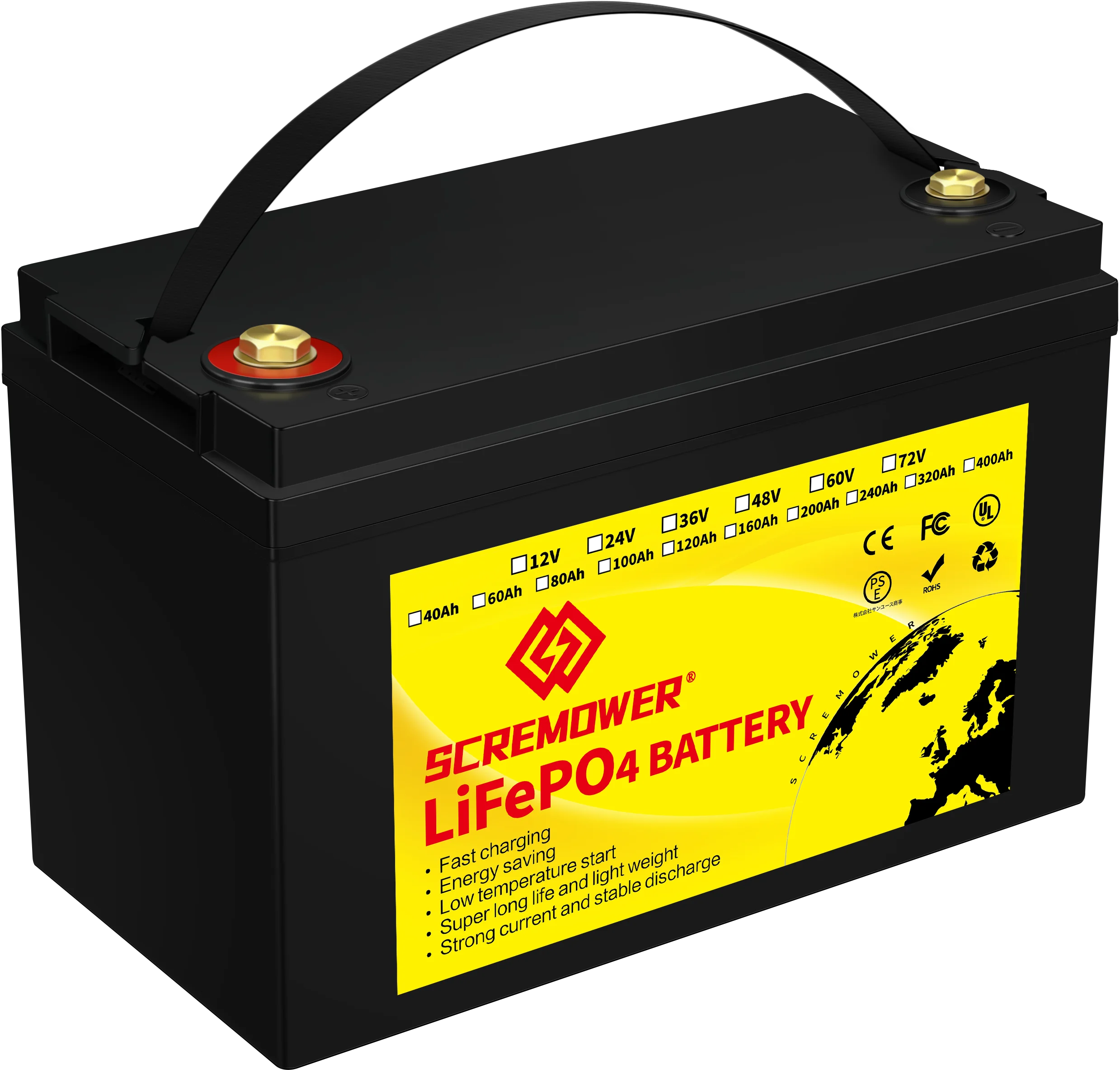 12V 100Ah LiFePO4 Battery, SCREMOWER 100A BMS Rechargeable Lithium Battery, 10000 Cycles, 1.28kWh Perfect for RVs, Caravan,Van, Boats,Home,Camping,Solar