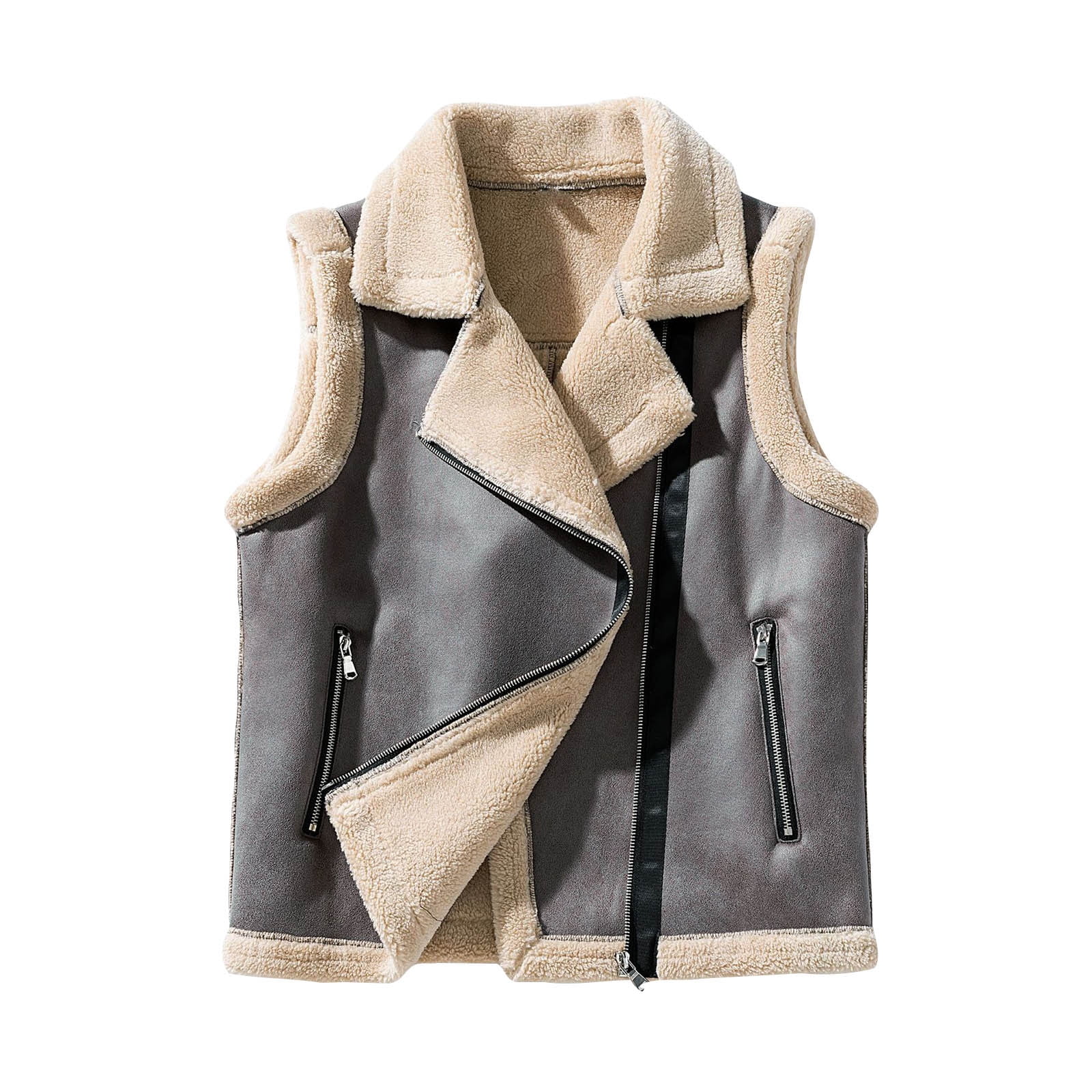 Autumn And Winter Men's Vintage Lamb Wool Casual Sleeveless Vest Coat Pocket Jacket Mens Long Wool Coats Jacket down 4xb Jacket Big Mens Light Jacket Mens Winter down Jacket Pack Able Jacket without