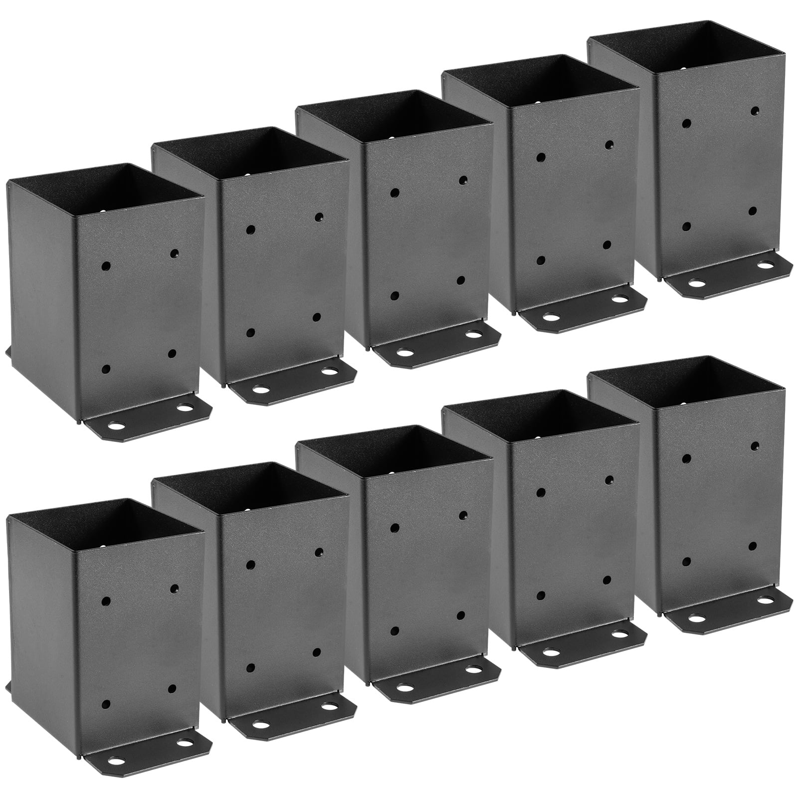 SKYSHALO Deck Post Base 3.6 x 3.6 inch, 4 x 4 Post Base 10 PCS, Post Bracket 2.5 lbs Fence Post Anchor Black Powder-Coated Deck Post Base with Thick Steel for Deck Supports Porch Railing Post Holders