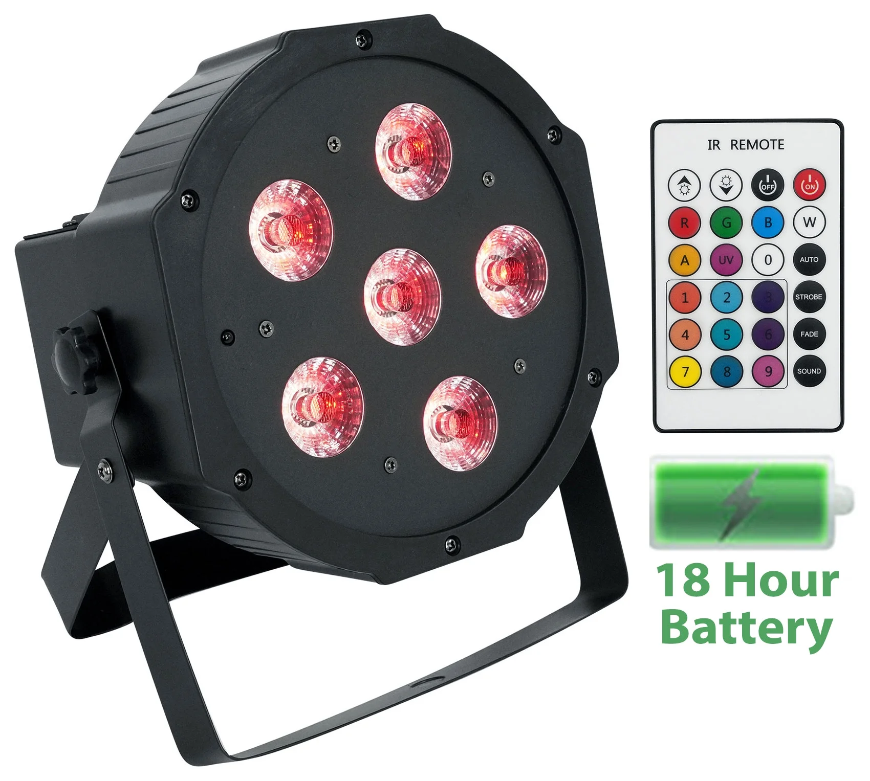 (12) Rockville BATTERY PAR 61 Rechargeable RGBWA+UV DMX DJ Wash Lights+Remotes